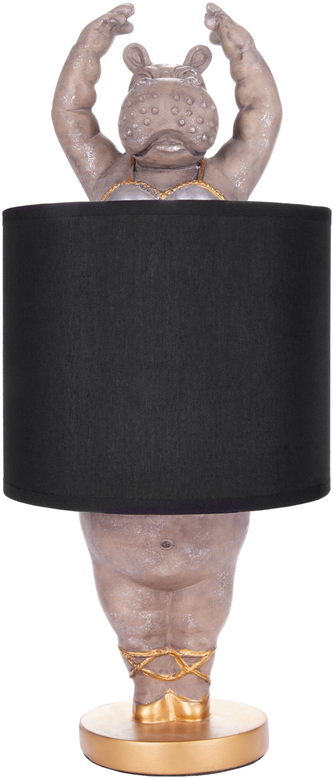 BRUBAKER Nachttischlampe Tischleuchte Nilpferd Ballerina, ohne Leuchtmittel, Motiv Lampe mit Keramikfuß, Höhe 43 cm – Bild 5 von 5