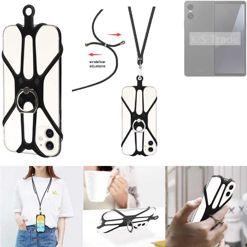 K-S-Trade Handyhülle für Sony Xperia 10 VI, 3in1 Handykette Handyband Handykordel Halsband Smartphone-Ring