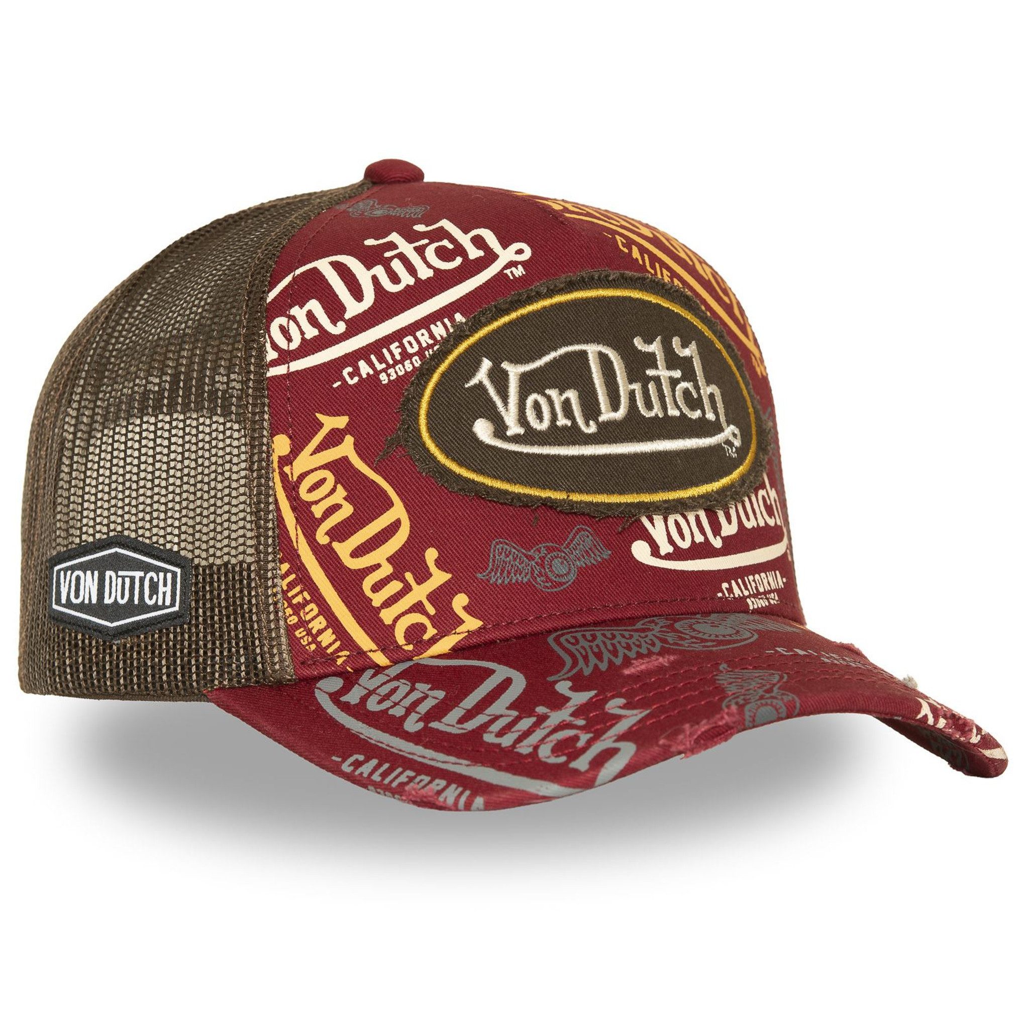 Von Dutch Trucker Cap Von Dutch Originals Trucker Cap - CALIFORNIA ALLOVER Mesh Bordeaux (Basecap, Basecap, Meshcap, Trucker Kappe)