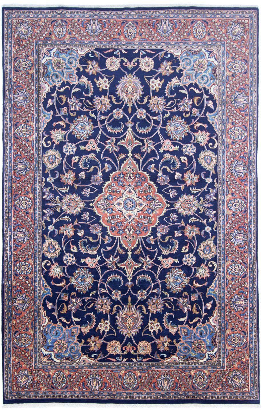 Wollteppich Sarough Medaillon Blu scuro 300 x 193 cm, morgenland, rechteckig, Höhe: 10 mm, Unikat mit Zertifikat