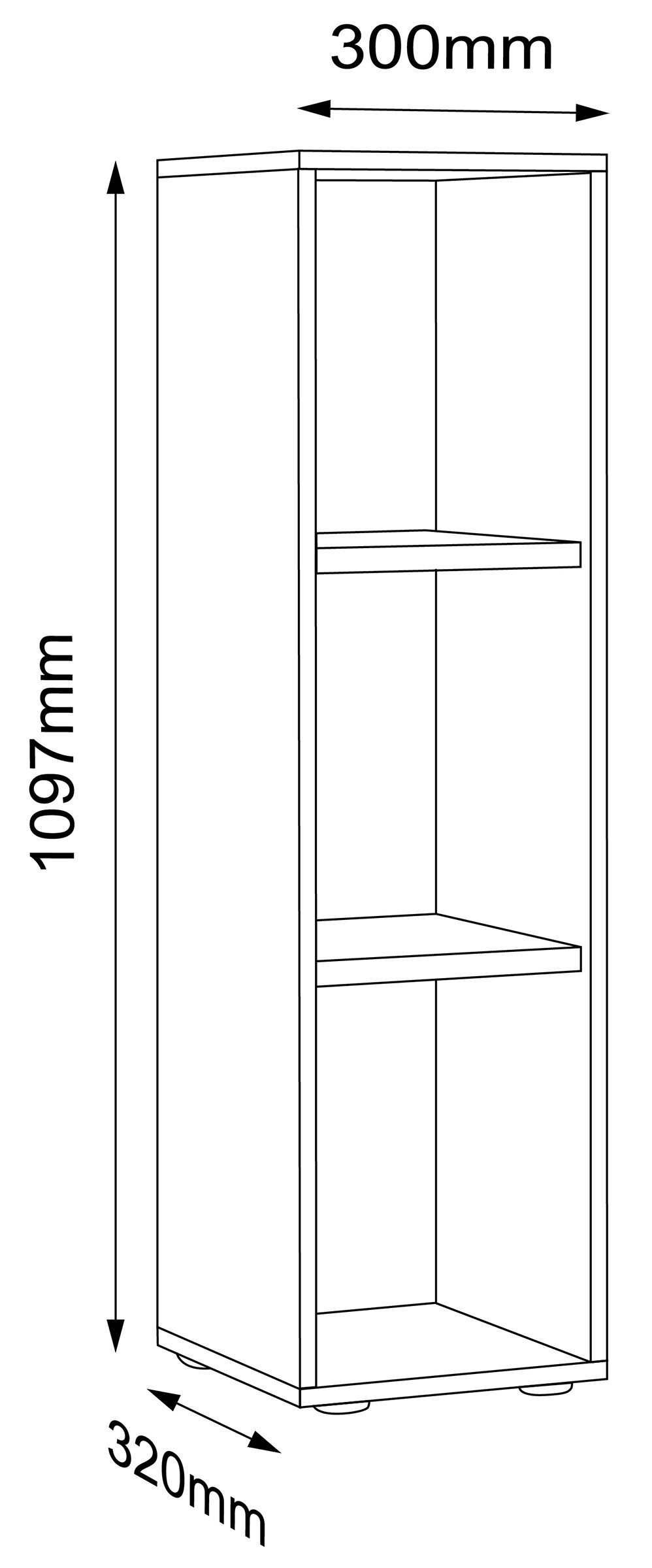 VCM Standregal Salia B. 30 x T. 33 x H. 110 cm, Offener Stauraum für Ordner, Akten und Bücher, 3 Fächer, Holzwerkstoff – Bild 5 von 5