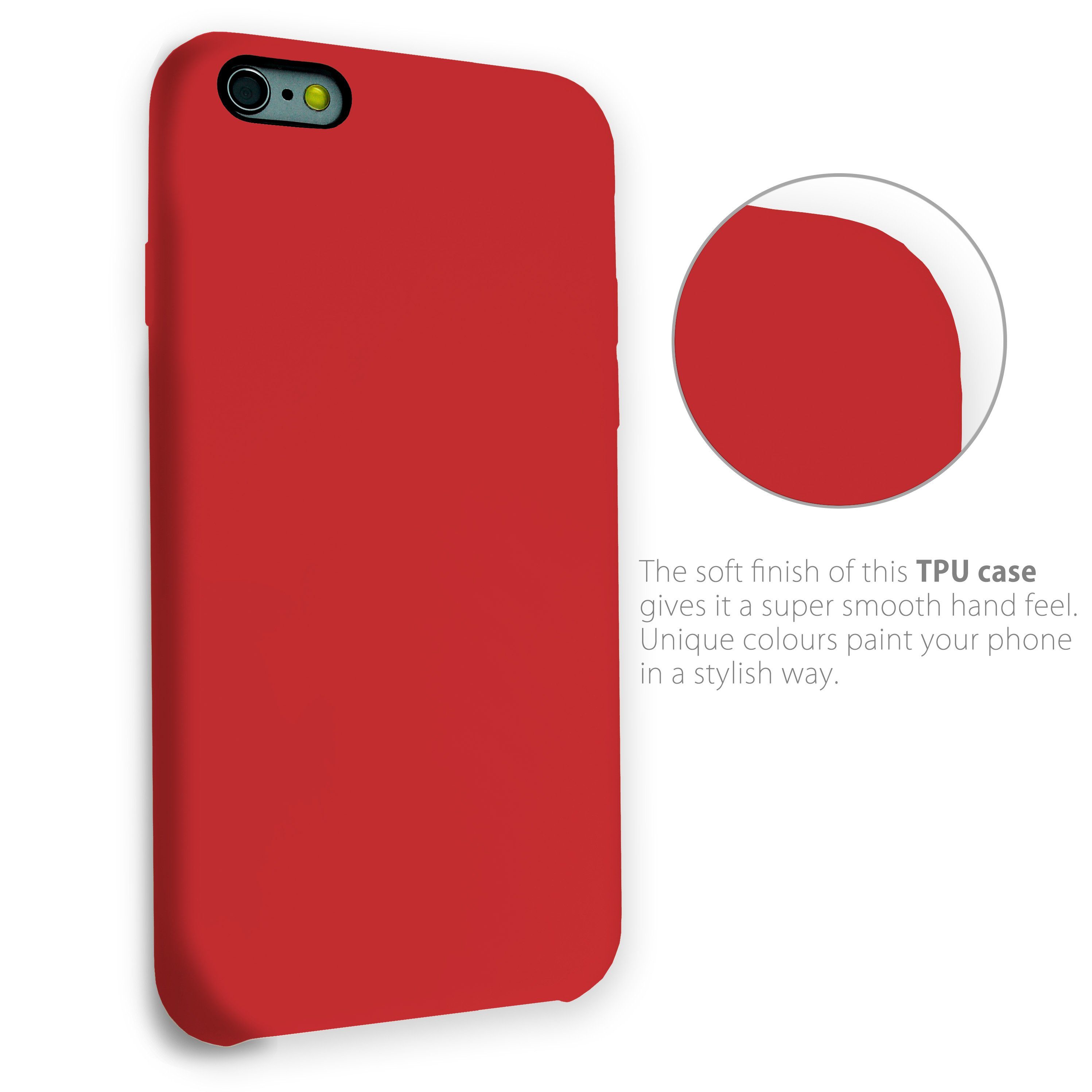 MyGadget Handyhülle »Gummierte Schutzhülle Soft Case Silikon Cover«,  MyGadget Hülle Gummiert für Apple iPhone 6 Plus / 6s Plus - Schutzhülle  Case mit Soft Touch Silikon Finish - Handyhülle Cover Stoßfest in Pastell  Rot