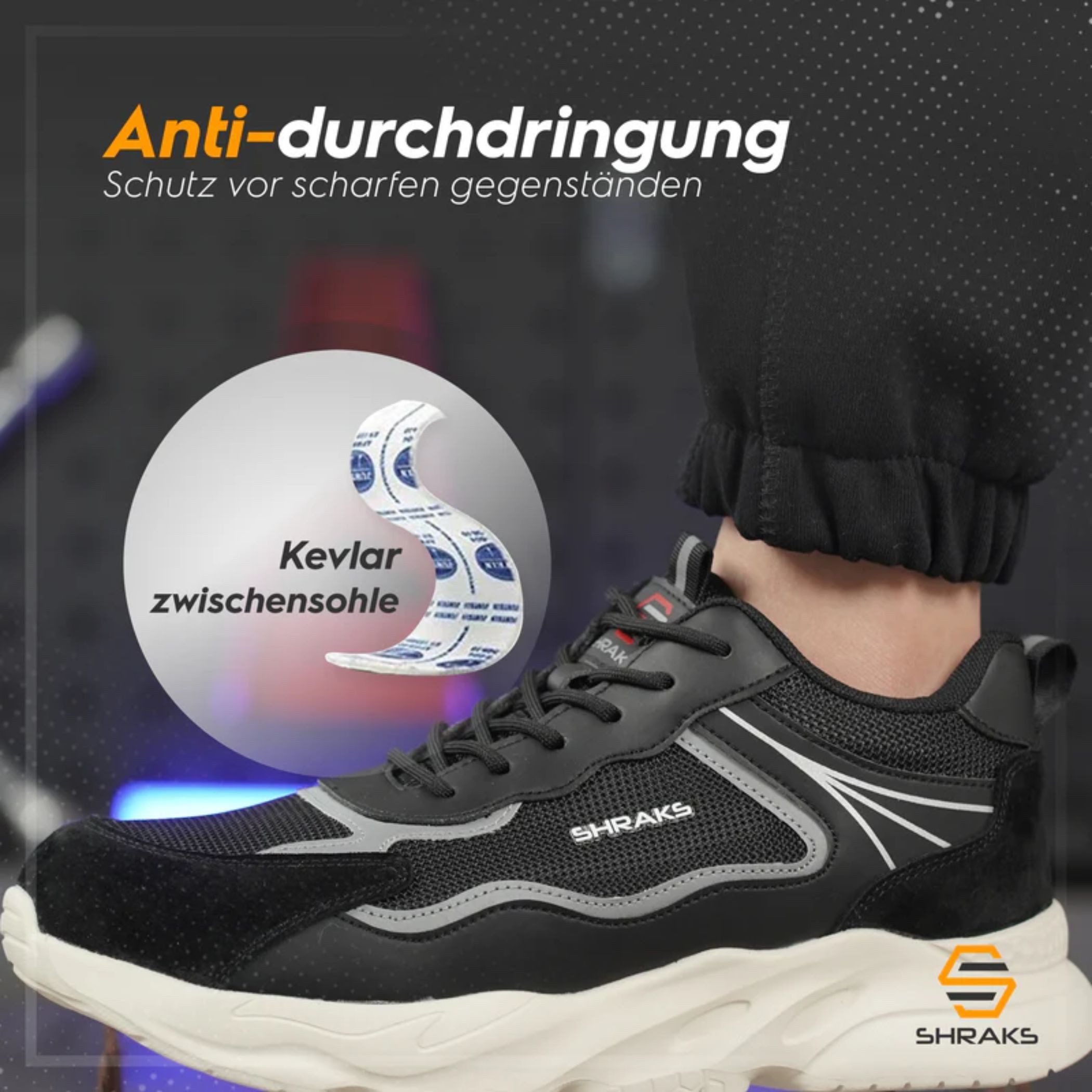 Shraks Moda Sicherheitsschuhe Bequem, Stahlkappe, Rutschfest,ISO20345 Arbeitsschuh