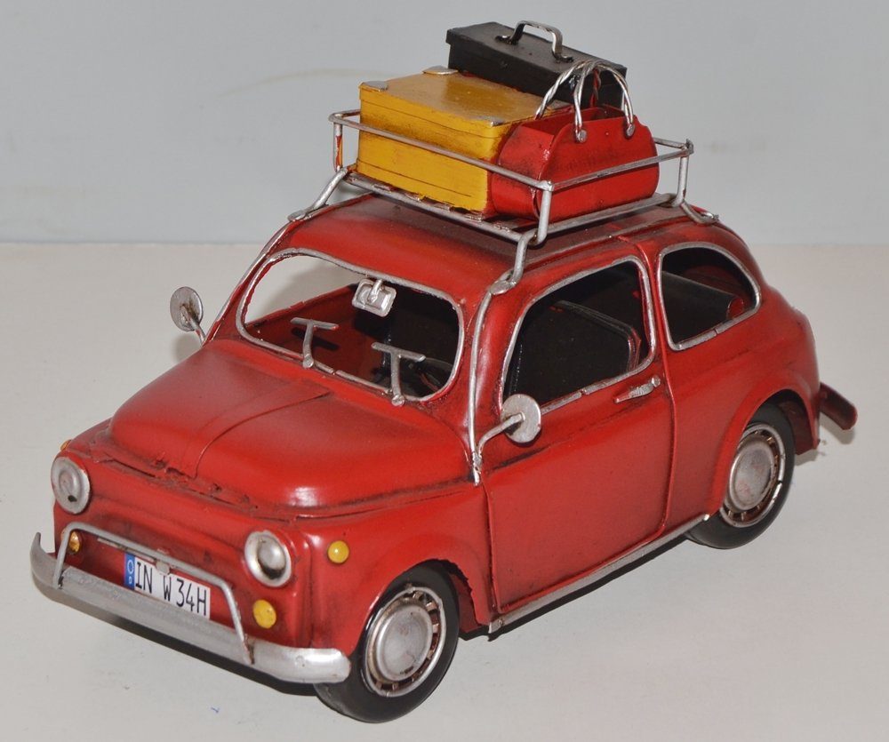 Modellauto Blechauto Modellauto Oldtimer Fiat 500 Topolino mit Koffer L 24 cm