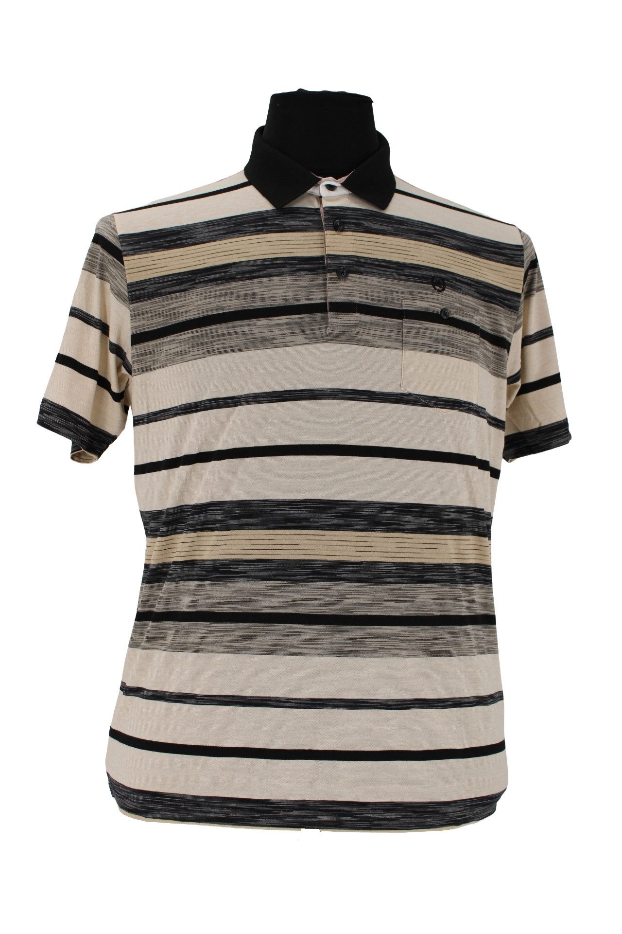 Mode Monte Carlo Poloshirt Monte Carlo Herren Polo-Shirt Gestreift Beige ? Kurzarm Poloshirt aus