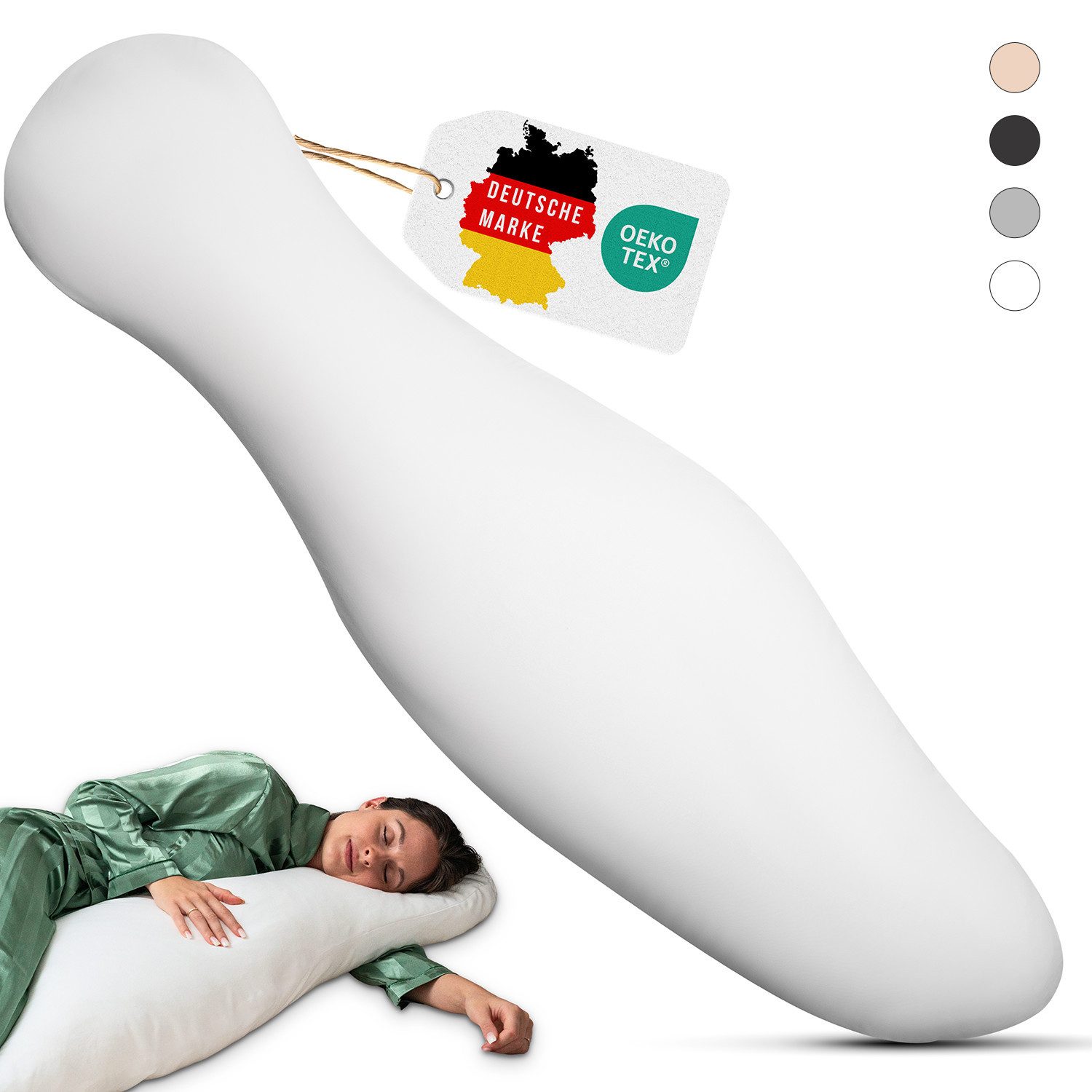 Opanoli Seitenschläferkissen ergonomisches Seitenschläferkissen - entlastet Schulter/Rücken/Hüfte