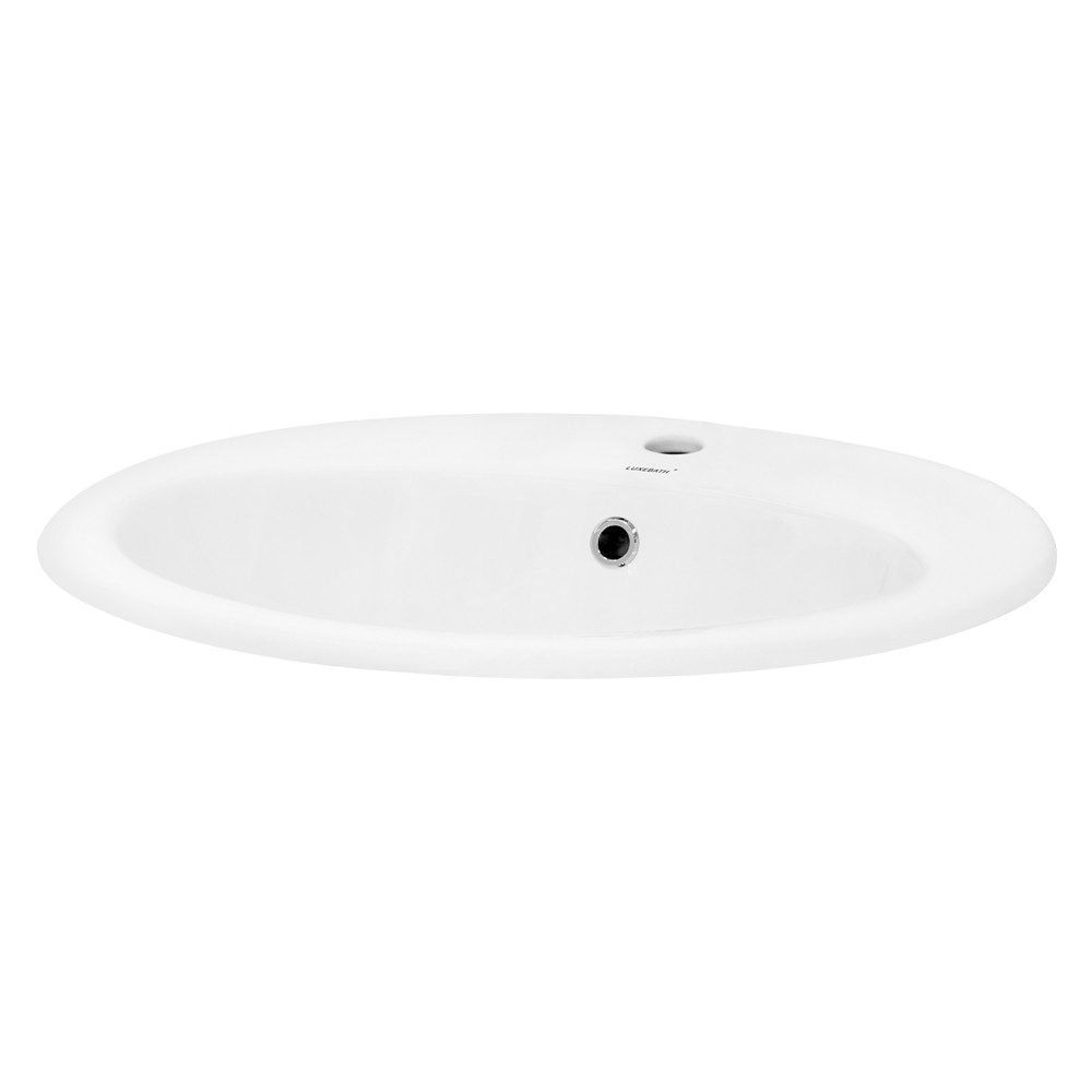 LuxeBath Waschbecken Waschtisch Aufsatzwaschbecken aus Keramik für Badezimmer / Gäste-WC, Aufsatzwaschtisch Handwaschbecken Oval 57x48,5x19,5 cm Weiß