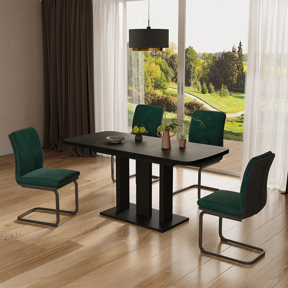 Vicco Esstisch Fenaro, Schwarz, 120 x 80 cm 2 Teile (1-St)
