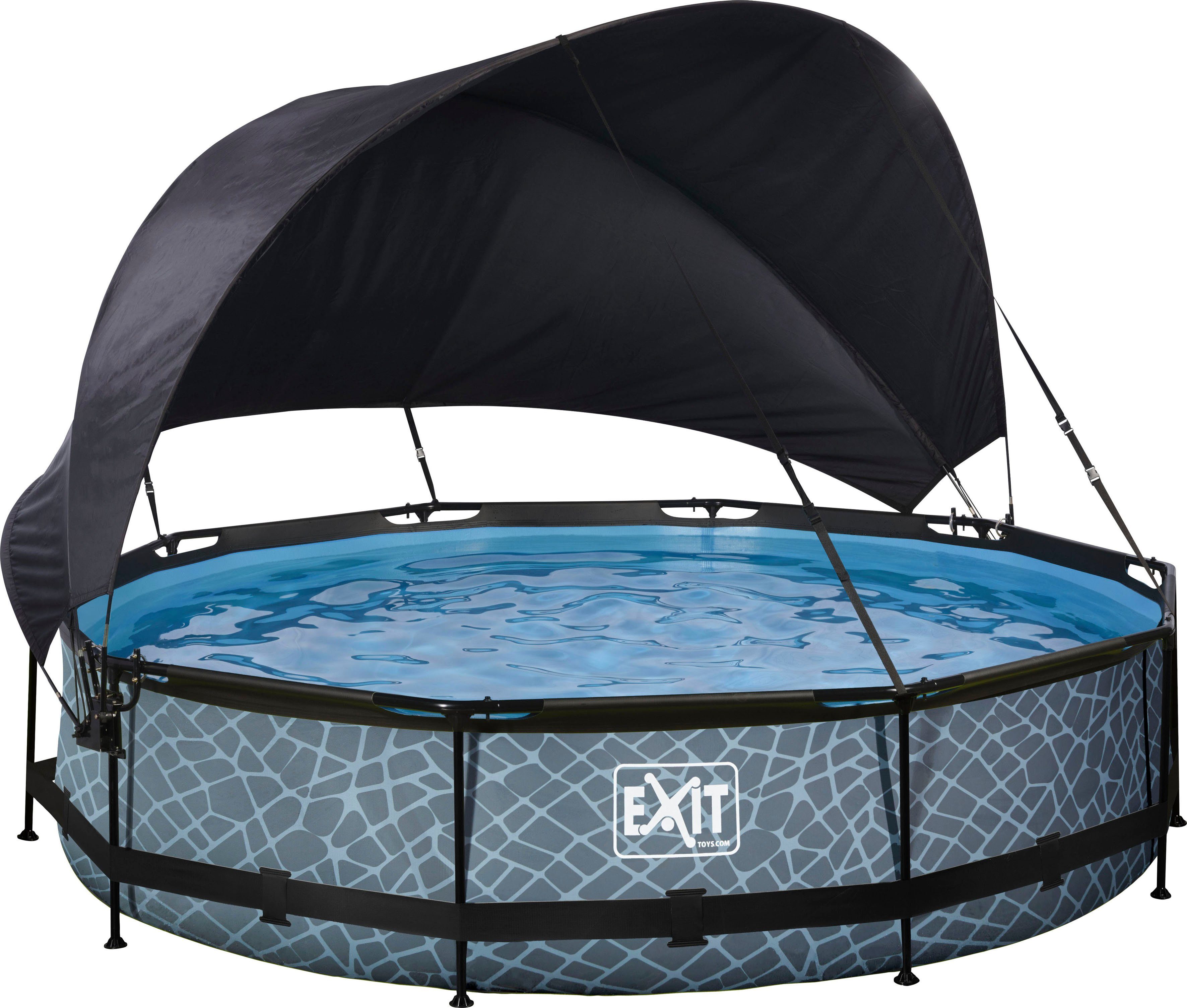 EXIT Framepool inkl. Sonnensegel (Set, 4-tlg), ØxH: 360x76 cm, mit Kartuschen-Filterpumpe & Filterkartusche