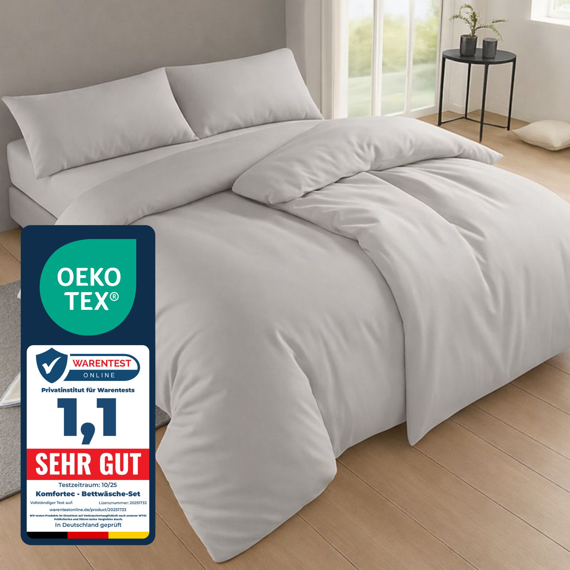 Komfortec Bettwäsche Premium, 135 x 200 bis 220 x 240 cm, 6 verschiedene Größen zur Auswahl, gebürstet 100% Mikrofaser, 4 teilig, Superweiches Bettwäsche-Set, Knitterfrei, Atmungsaktiv