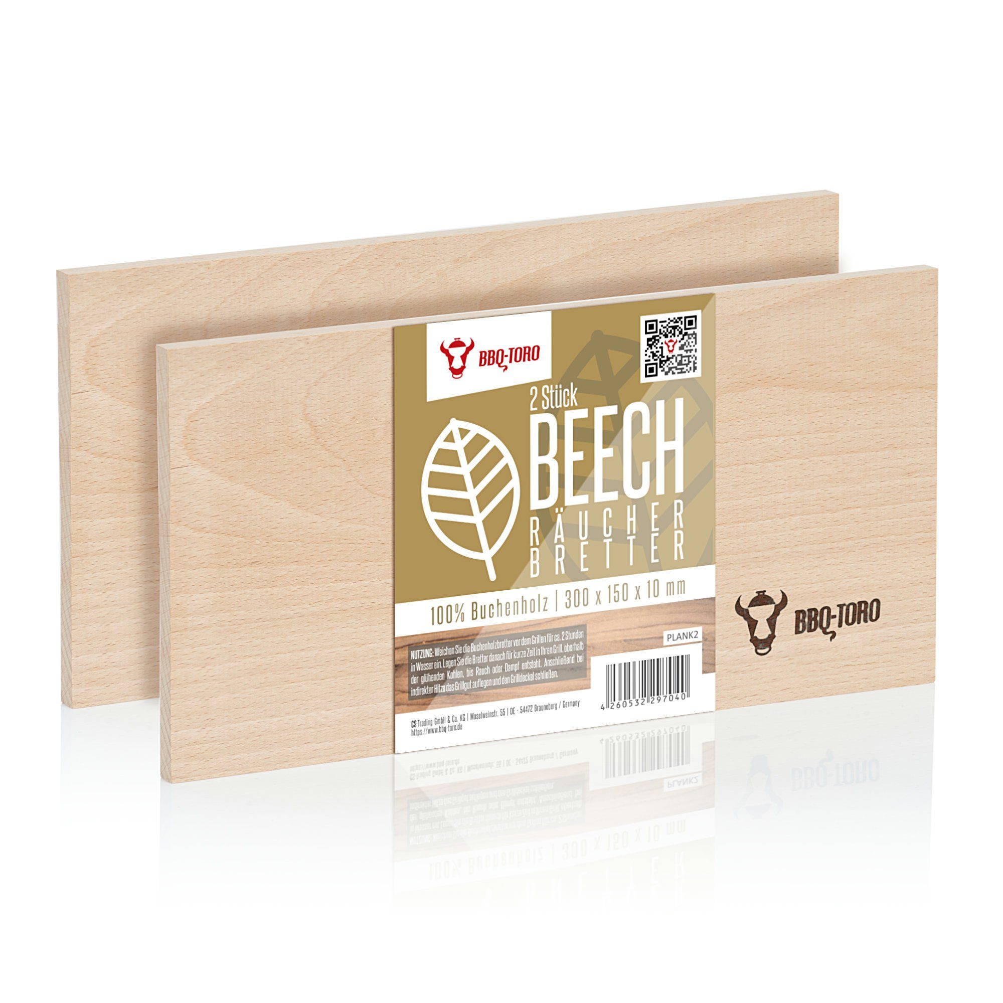BBQ-Toro Räucherbrett Räucherbrett aus 100 % Buchenholz (2 Stück), 30 x 15 x 1 cm Grillen, Holz | Küchenbretter