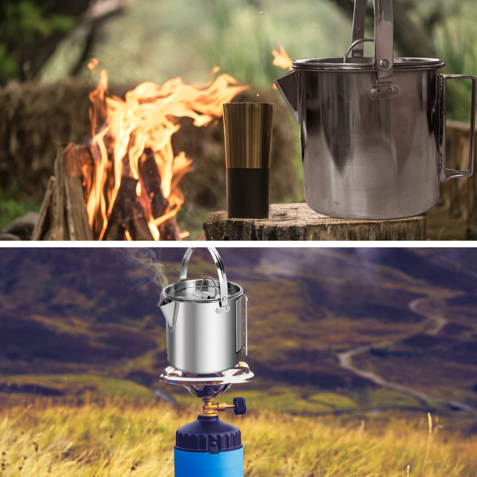 Pinoyden Reise-Wasserkocher 1,2-Liter-Wasserkocher,Rostfreier Reise-Wasserkocher Stahl