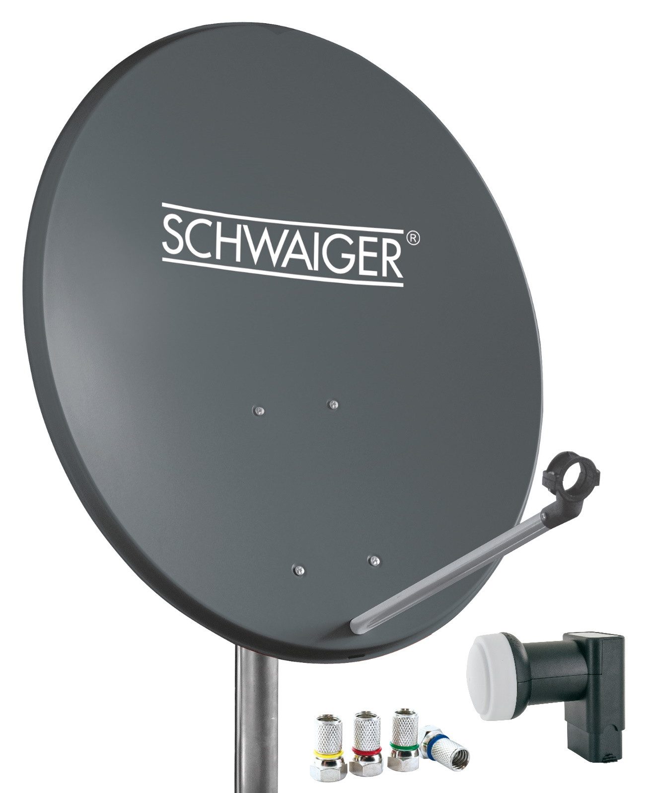 Schwaiger 714487 SAT-Antenne (55 cm, Stahl, Twin LNB, anthrazit)