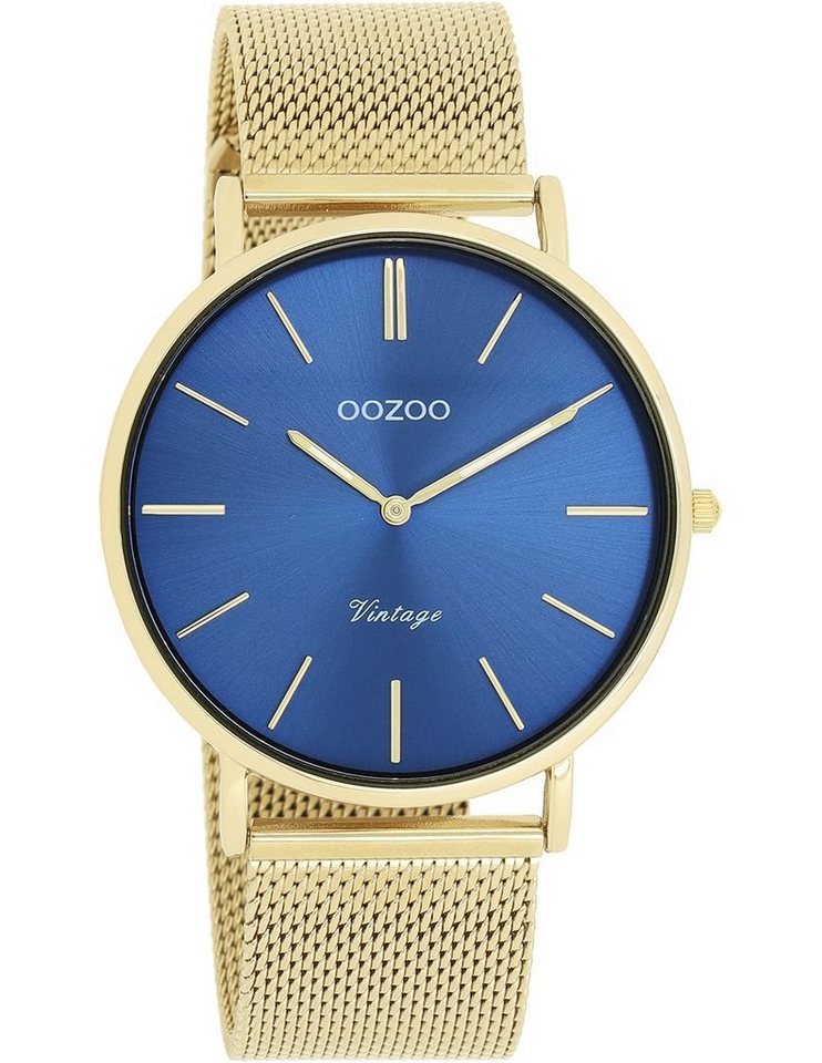 OOZOO Quarzuhr Oozoo Damen Armbanduhr Vintage Series, Damenuhr rund, groß  (ca. 40mm) Metall, Mesharmband, Casual-Style, Oozoo Uhr