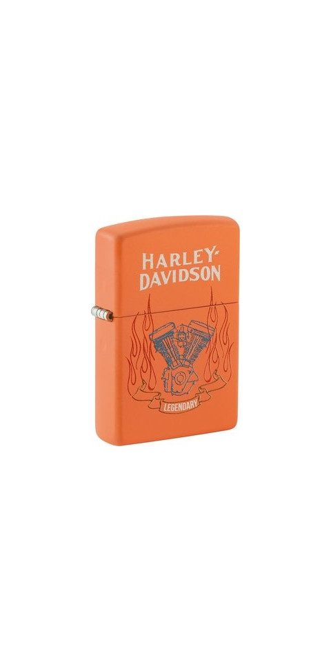 Zippo Feuerzeug Zippo Harley Davidson Benzinfeuerzeug, matt lackiert, Orange (1-St), Benzinbetrieben