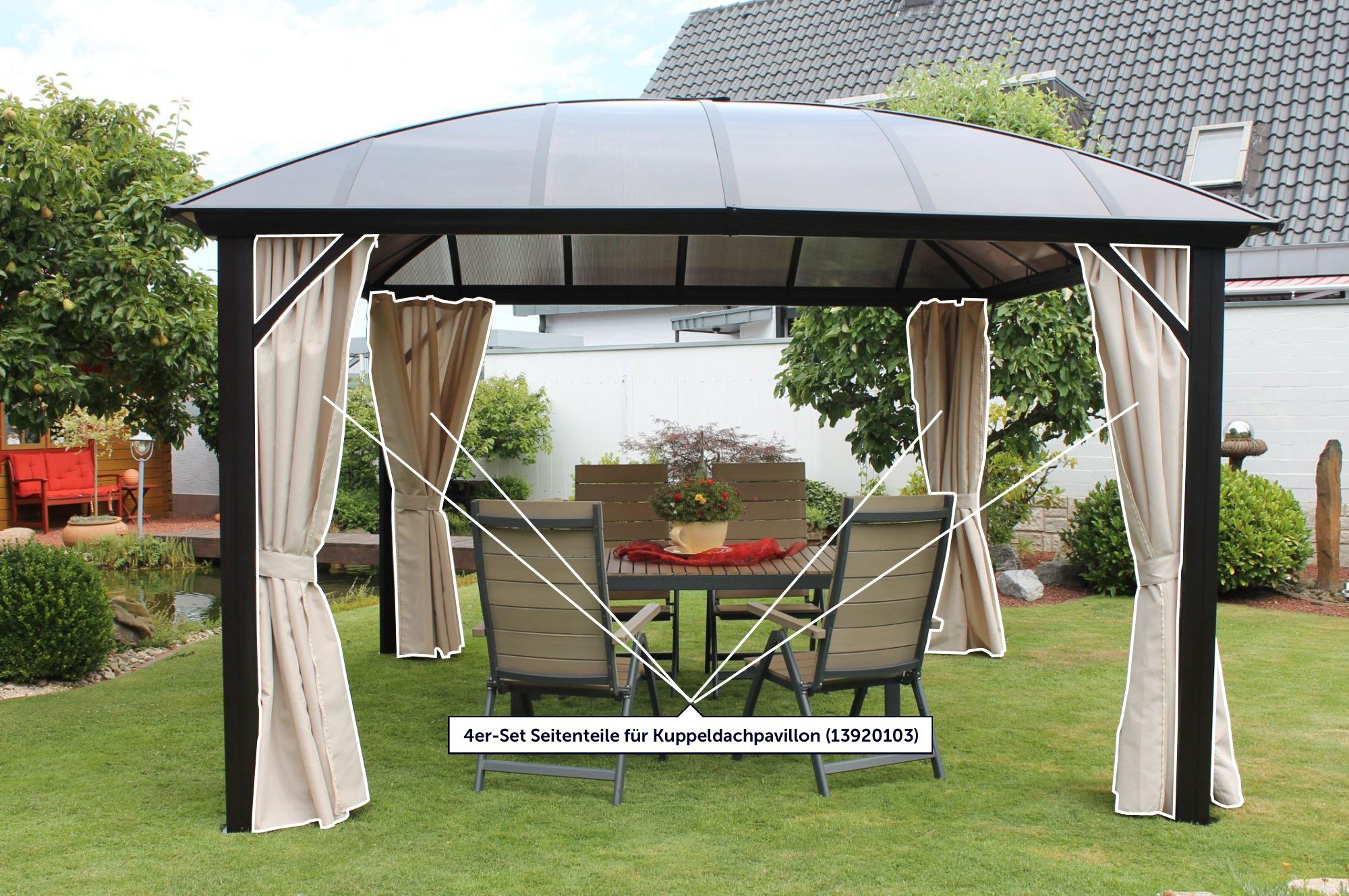 Leco Pavillonseitenteil 4er-Set für Kuppeldachpavillon (13920103) günstig online kaufen
