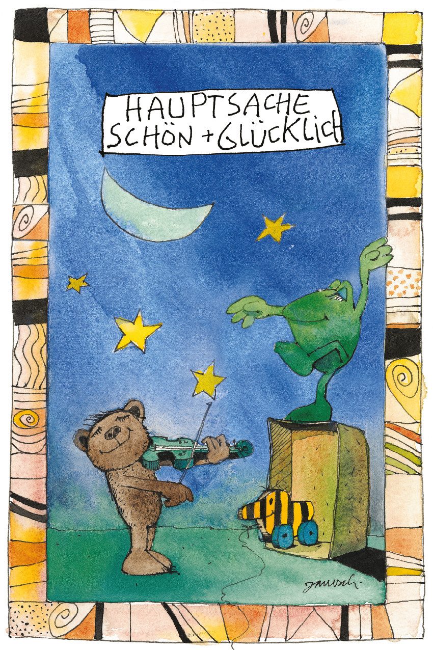 LuckyLinde Wanddekoobjekt Der kleine Bär - Hauptsache schön glücklich (1 St), Exklusive JANOSCH Kindermotive, Stahlschild