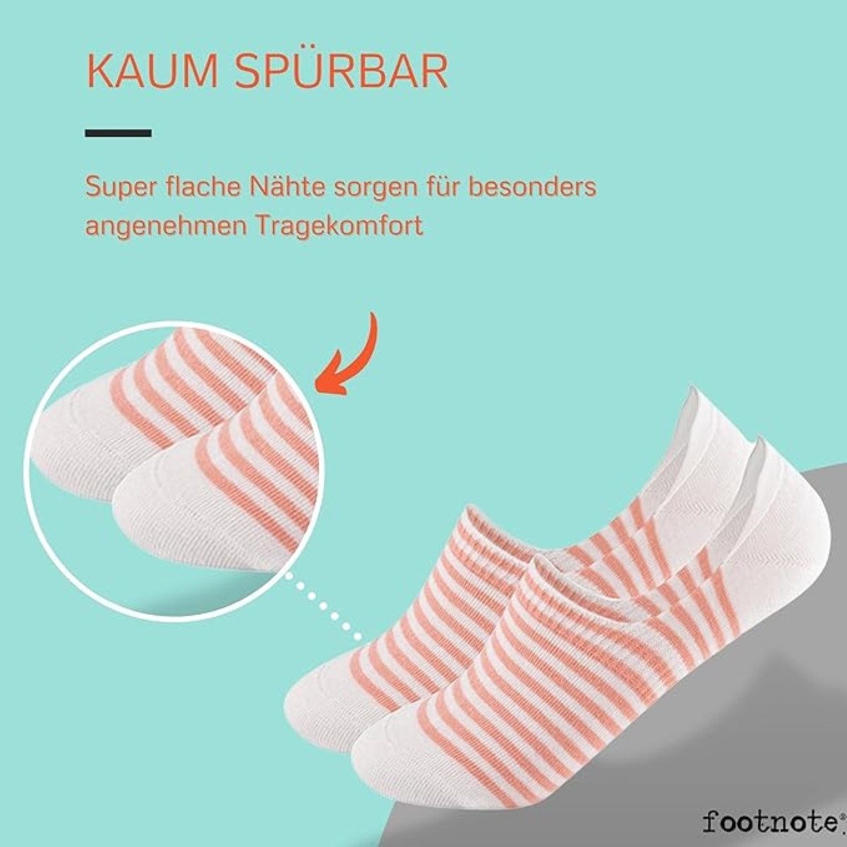 FOOTNOTE Füßlinge Blyton/35-38/pastell (8-Paar) unsichtbare Low Cut Sneakersocken, Invisible Socks mit Silikon