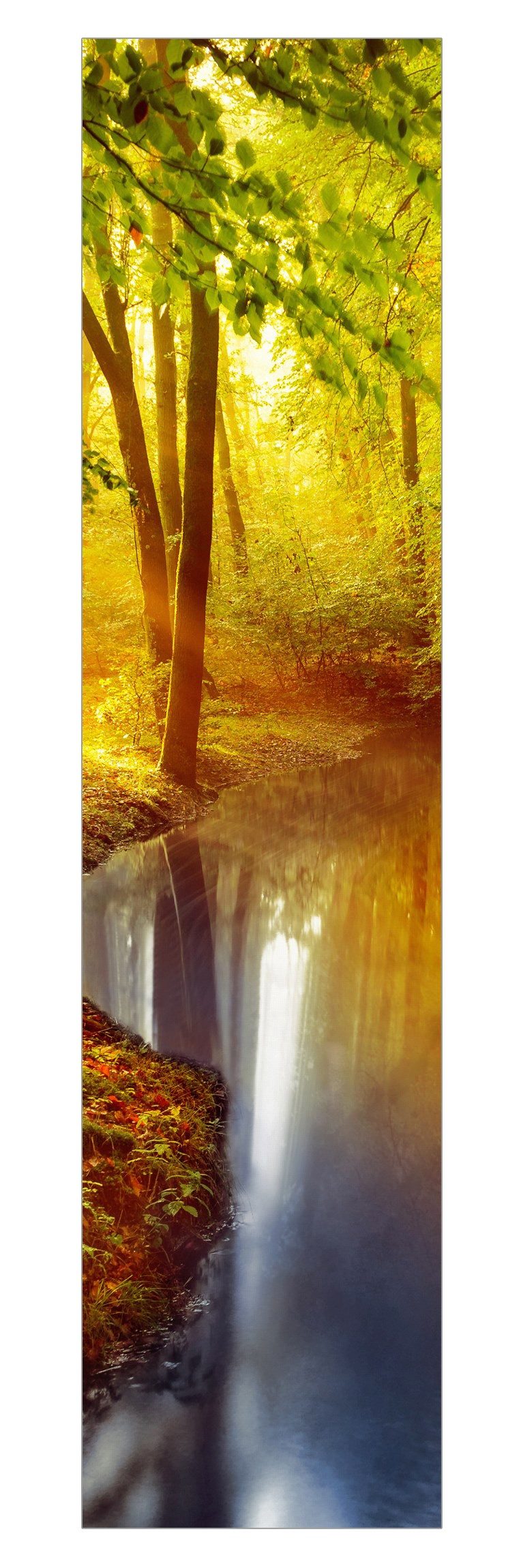 Bilderdepot24 Schiebegardine modern Flächenvorhang blickdicht Herbstwald (1 St), halbtransparent, Wohnzimmer große Flächengardine lichtdurchlässig für Klemm-System
