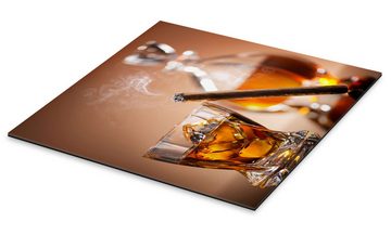 Posterlounge XXL-Wandbild Editors Choice, Zigarre auf Glas Whiskey mit Eiswürfeln, Fotografie