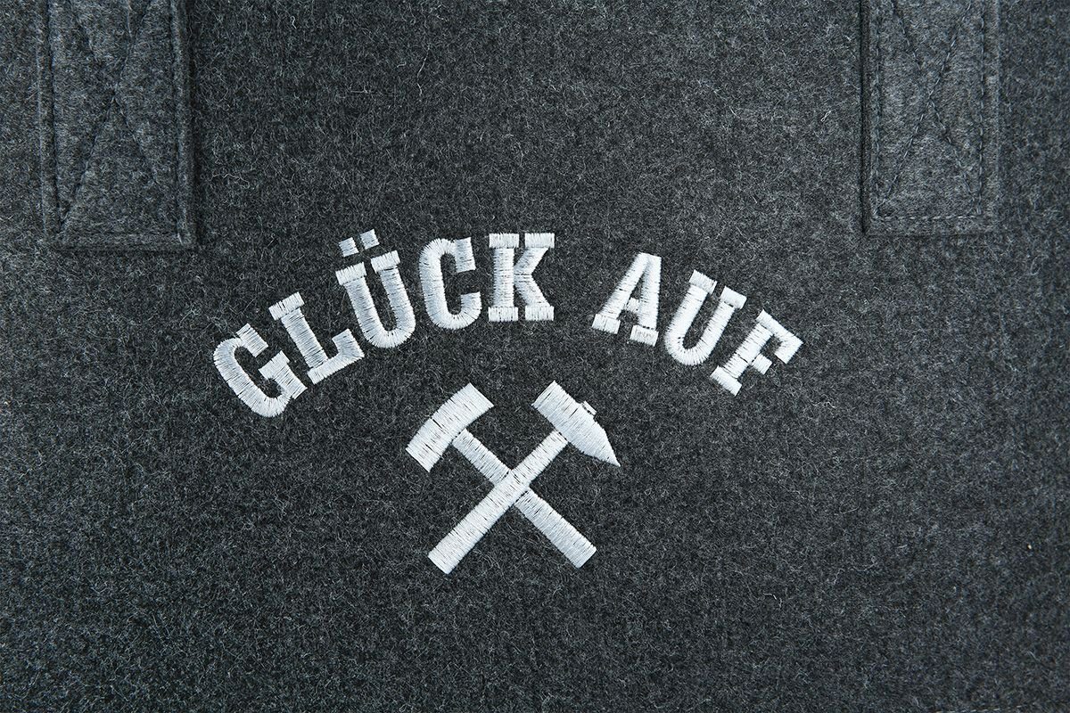 GILDE Shopper Filztasche Glueck Auf 2er Set grau 40 cm Ruhrpott Design