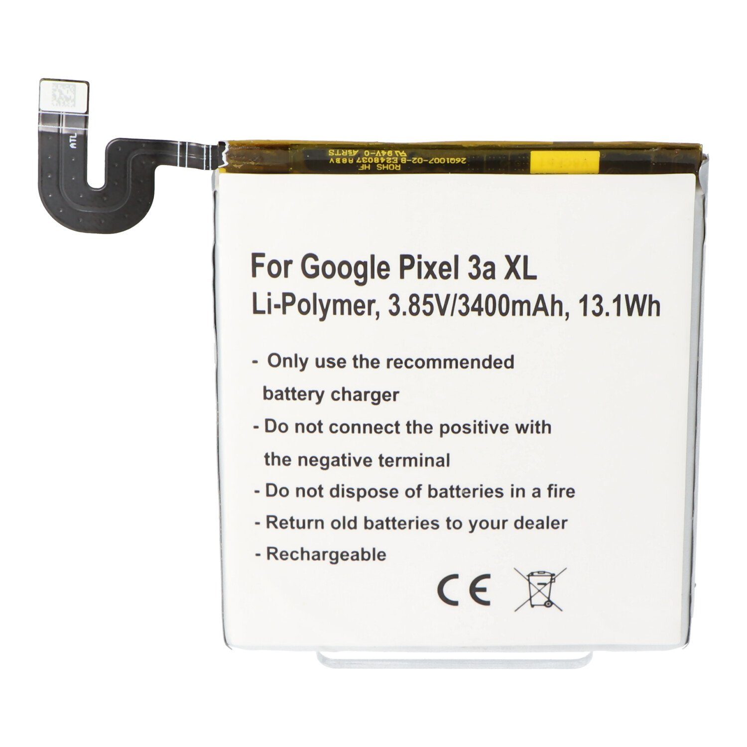 AccuCell Akku passend 3,85V, für Pixel Google Li-Polymer, mAh Akku 13,1 3a 3400mAh, XL, (3,9 V) 3400