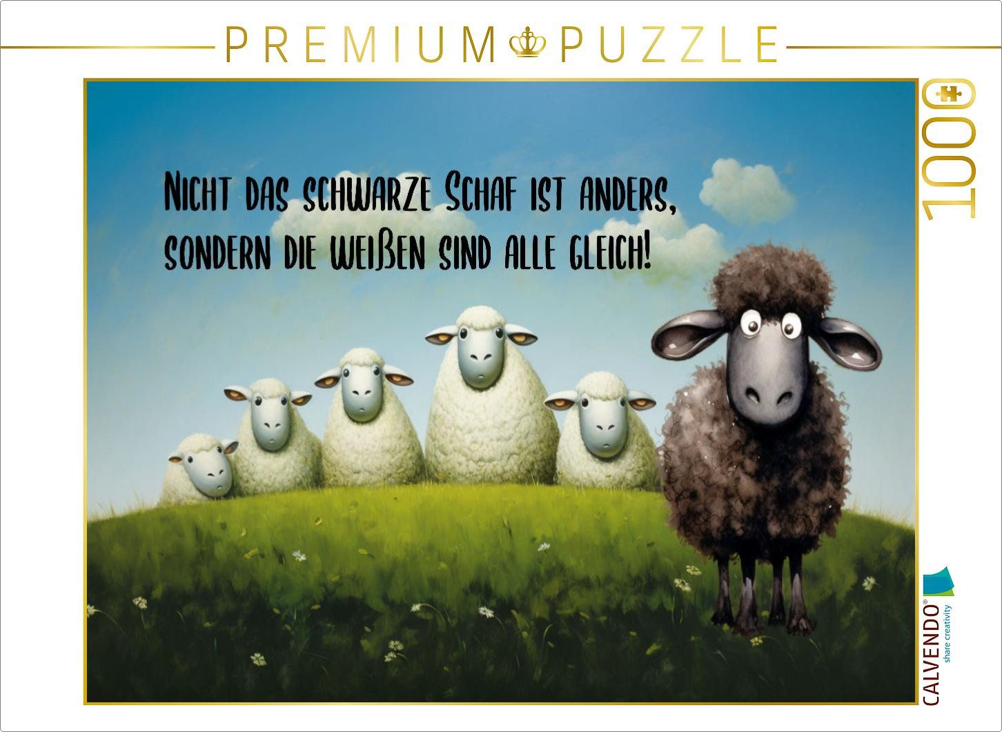 CALVENDO Puzzle CALVENDO Puzzle Schwarzes Schaf, 1000 Teile Lege-Größe 64 × 48 cm Fot, 1000 Puzzleteile
