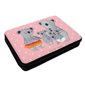 Mr. & Mrs. Panda Federmäppchen Koala Familie - Rot Pastell - Geschenk, Bruder, Kinder, Papa, Familie, (1-tlg), Komplett bestückt