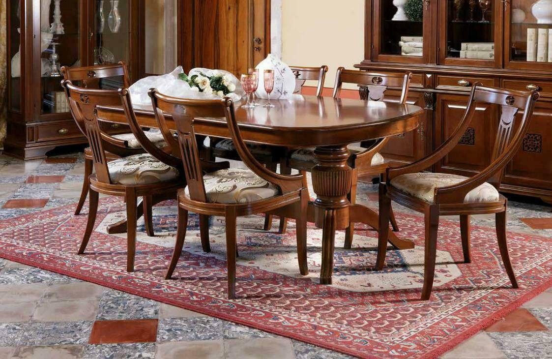 Set Tisch Essgruppe Stühle Stuhl JVmoebel Esstisch + Set 7tlg Klassischer neu Esszimmer 6 Esszimmer-Set,