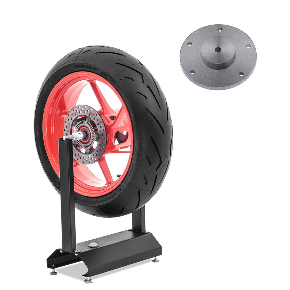 ConStands Reifenwuchtmaschine Wuchtbock Motorrad # WU-1 Auswuchtgerät schwarz + Adapter/Auswuchtadap