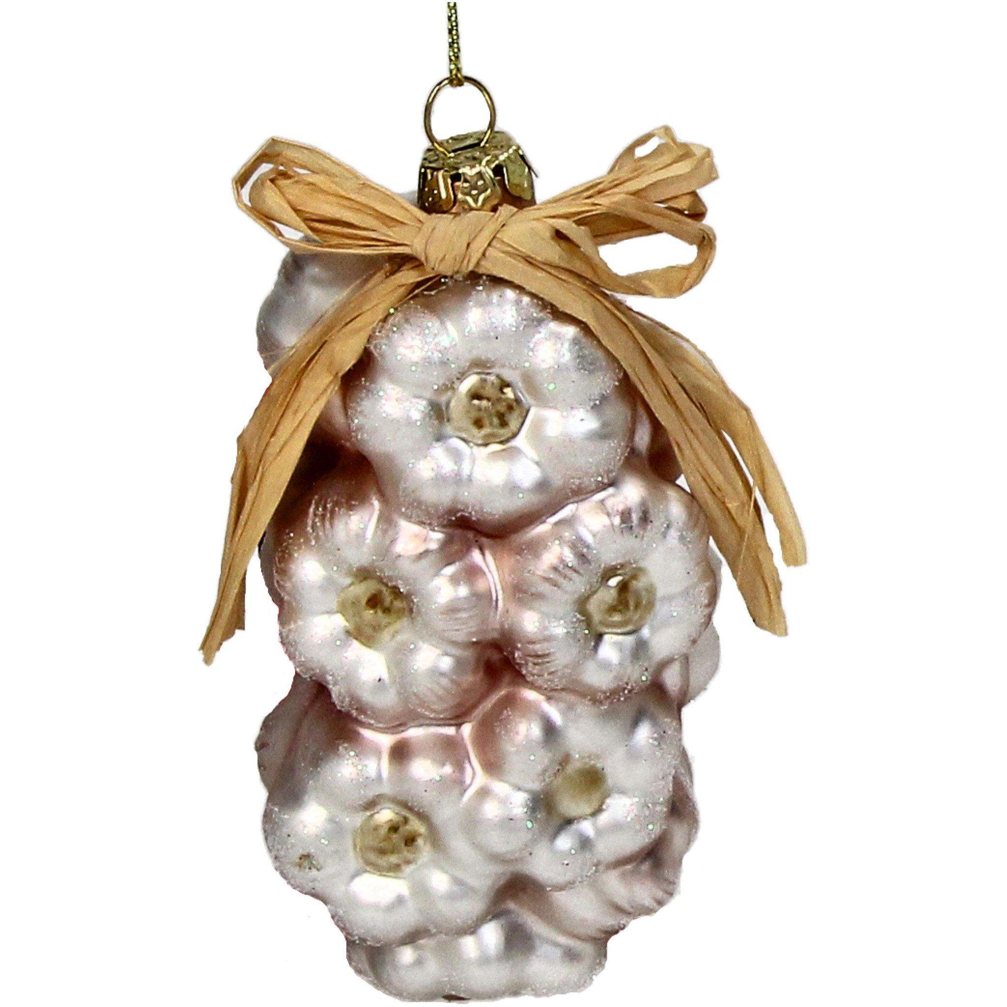 HD Collection Christbaumschmuck, Christbaumschmuck Glas 10cm Knoblauchzopf Figur Weiß