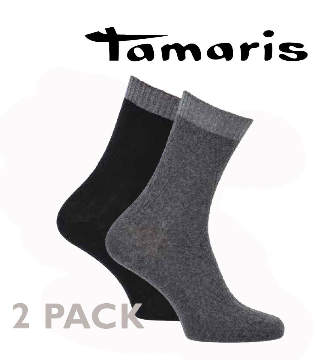 Tamaris Komfortsocken mit Rauten Design (Set, 2-Paar, 2 Paare) aus hautfreundlicher Baumwolle