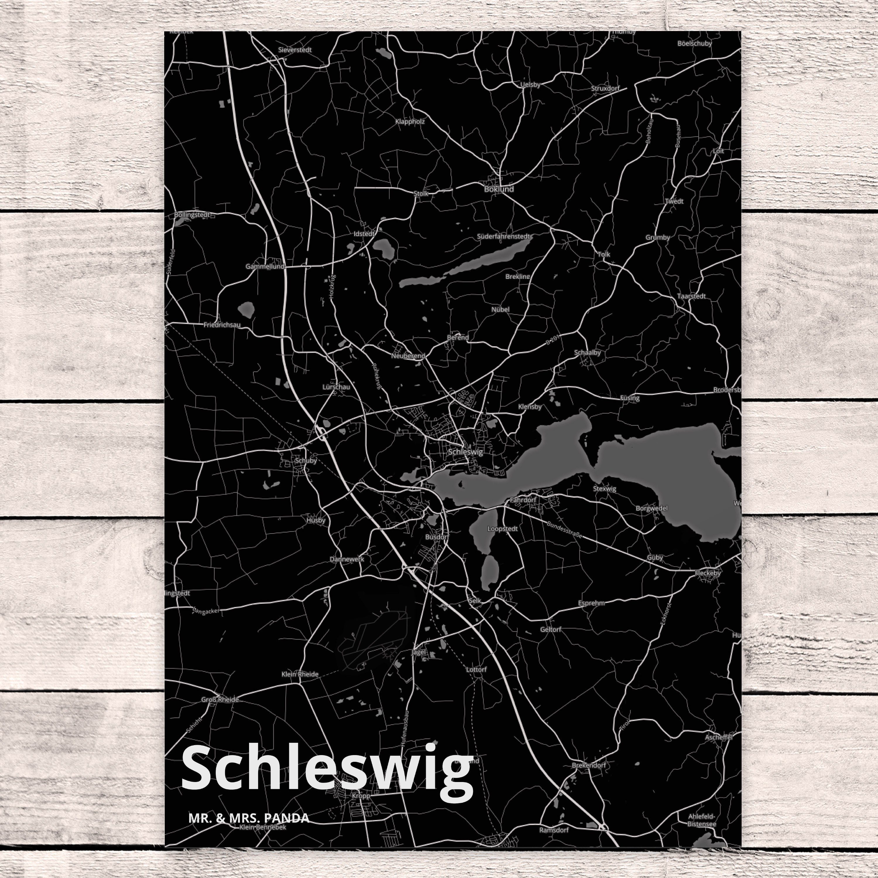 Panda Stadt Mrs. Schleswig - Postkarte Karte Dorf, Dorf Stadt, Geschenk, Mr. Landkarte Ma & Ort,