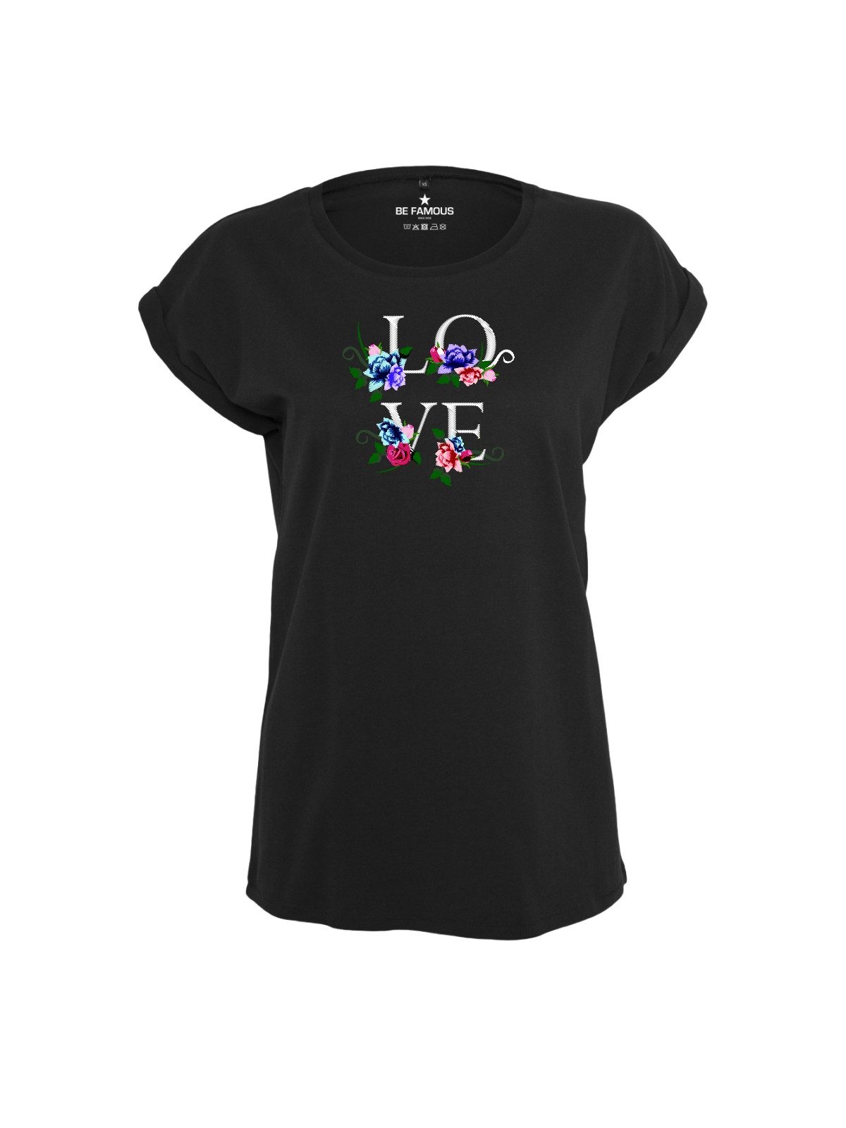 Be Famous Print-Shirt Classic Roll Up D-LOVE (1-tlg., keine)