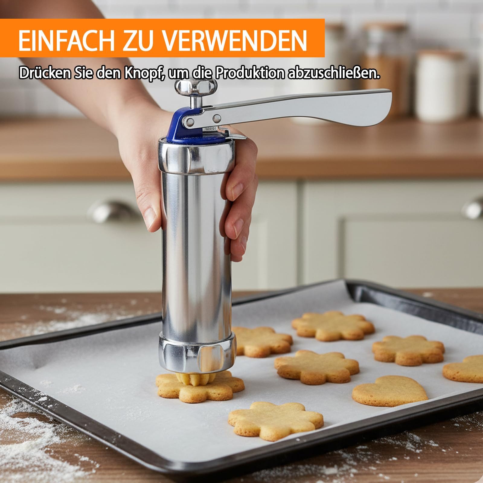 FOUORTUNATE-BEE Gebäckpresse Gebäckpresse Set mit 20 Scheiben & 8 Tüllen – Kekspresse, Keksmaschine für Plätzchen, Spritzgebäck & Dekoration – Bild 4 von 5