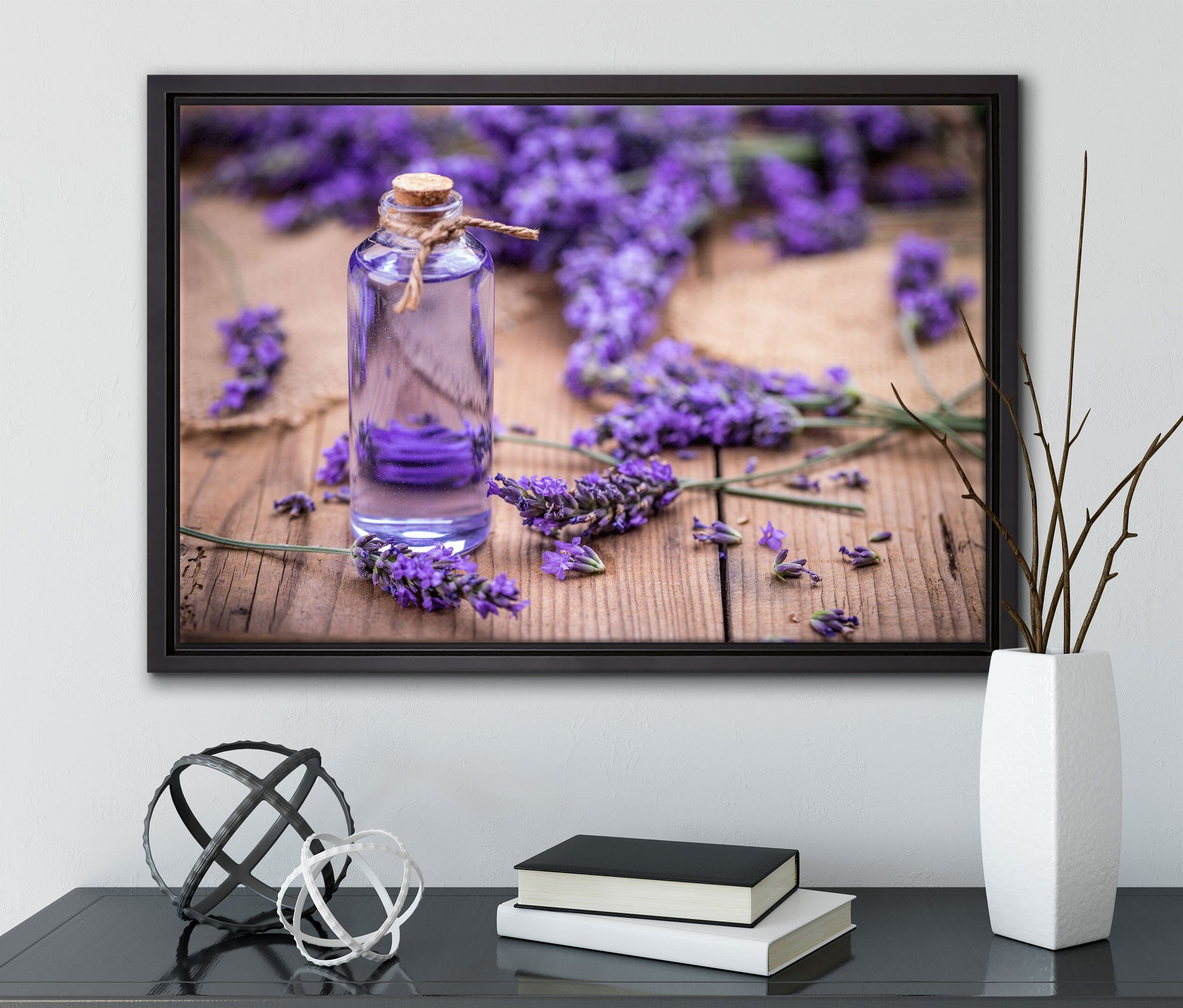(1 fertig bespannt, Leinwandbild Frische Leinwandbild Lavendelblüten, in gefasst, inkl. einem Pixxprint Wanddekoration Schattenfugen-Bilderrahmen Zackenaufhänger St),