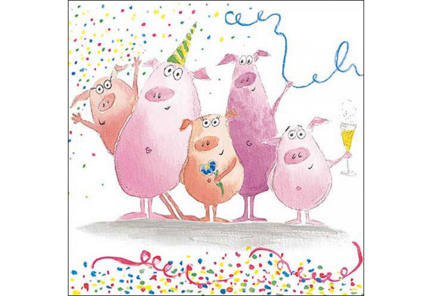 Ambiente Luxury Paper Products Papierserviette, Servietten Papier 33x33cm 3-lag. mit Party Schweinchen Motiv 20 Stück