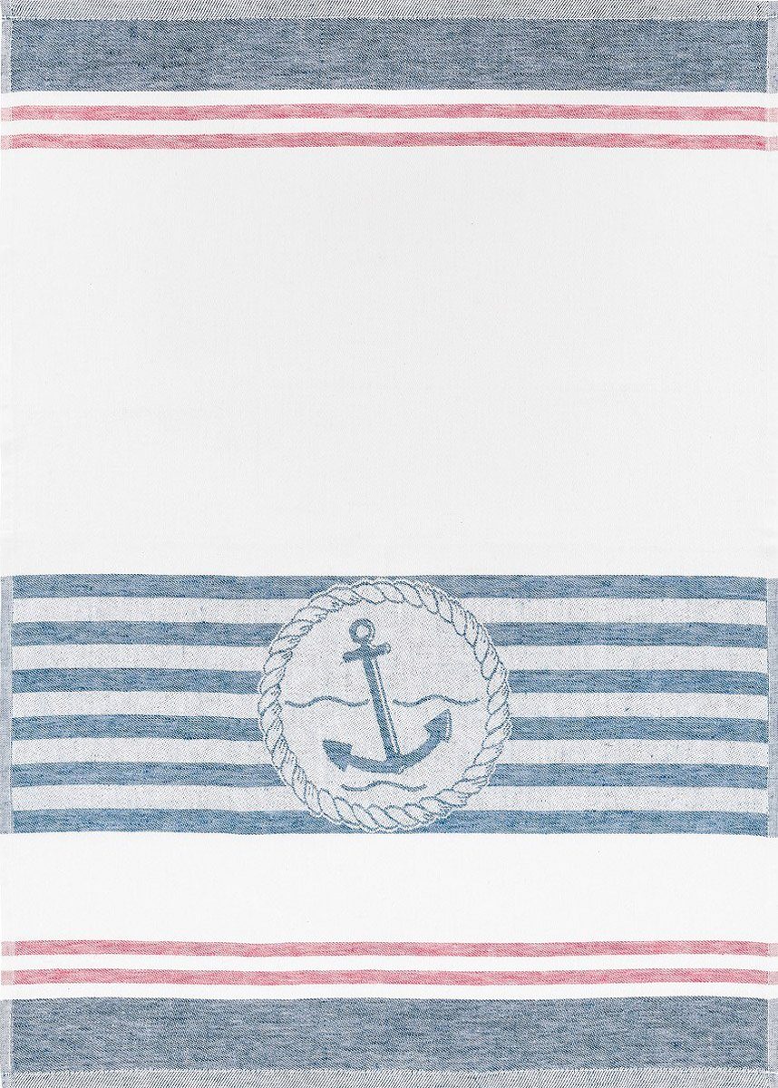 (Set, Geschirrtuch Nautic, Halbleinen 3er Geschirrtücher Jacquard 50x70cm, Blau Pack Set), 3-tlg., Kracht (3 ca. Stück),