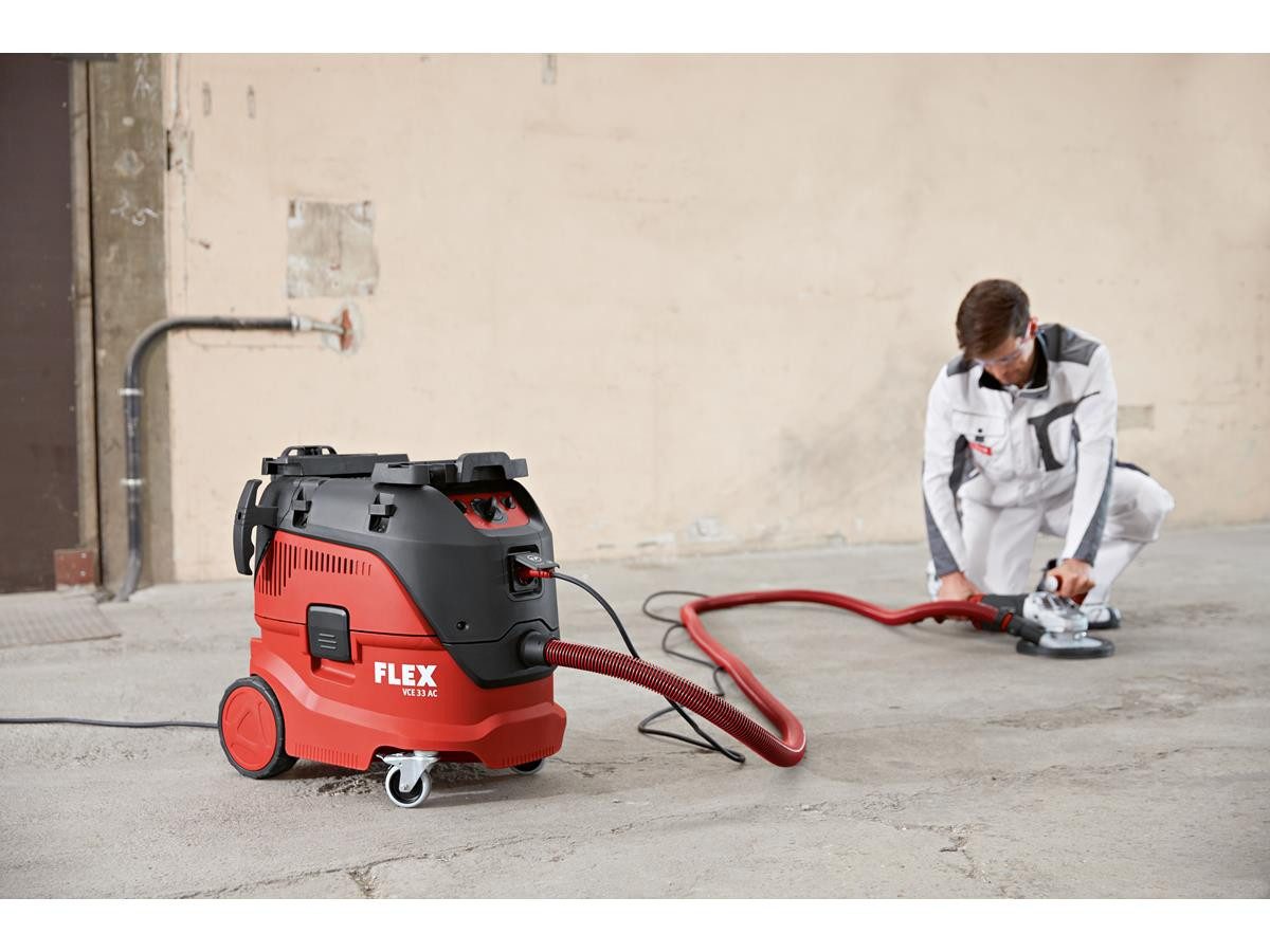 Flex Industriesauger VCE 33 M AC, 2400 W, 1x Flachfaltenfilter PES L/M/H, 445.118, 1x Vlies-Filtersack Klasse L/M, 445.088, mit Beutel