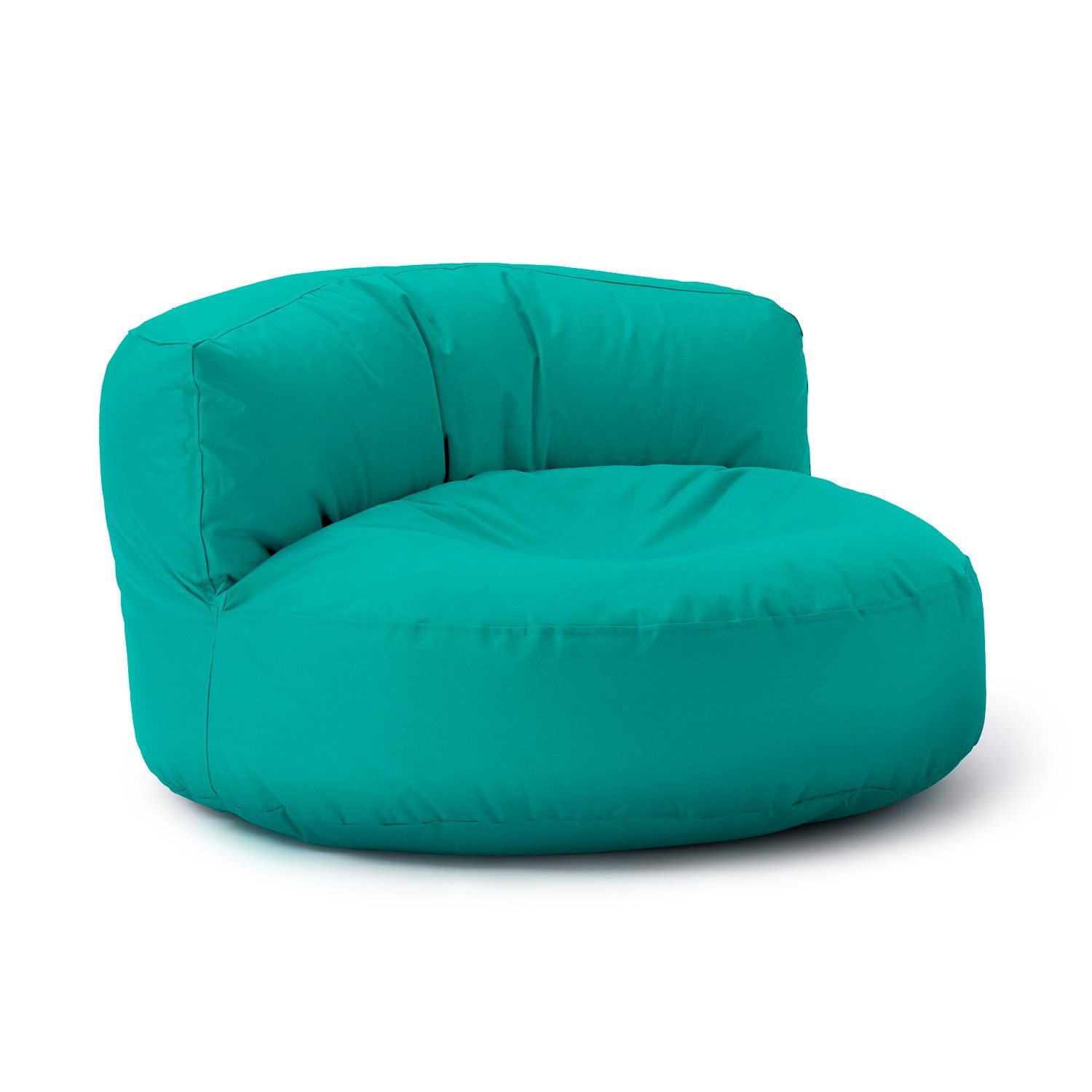 Lumaland Sitzsack Round Sofa Sitzkissen Bean Bag Couch Lounge, inkl. Rückenlehne In-& Outdoor 90x90x50cm türkis