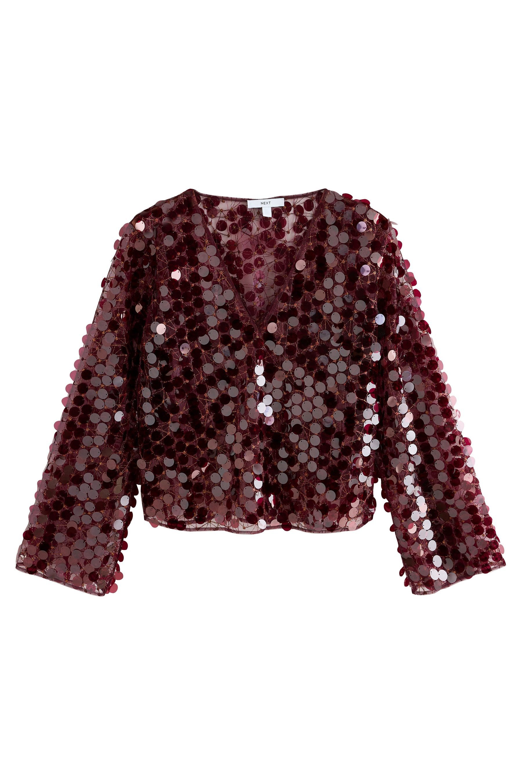 Next Blusenshirt Langärmeliges, transparentes Oberteil, Pailletten (1-tlg) günstig online kaufen