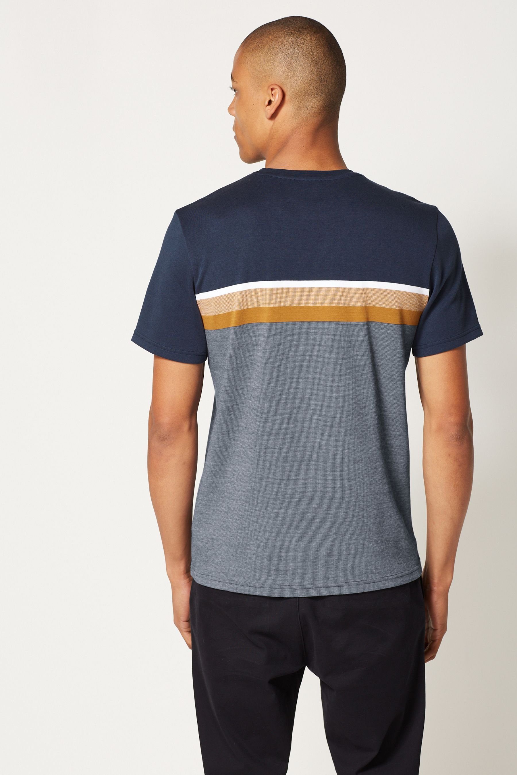 Next Navy Block T-Shirt Weiches Blue/Tan (1-tlg) Brown T-Shirt