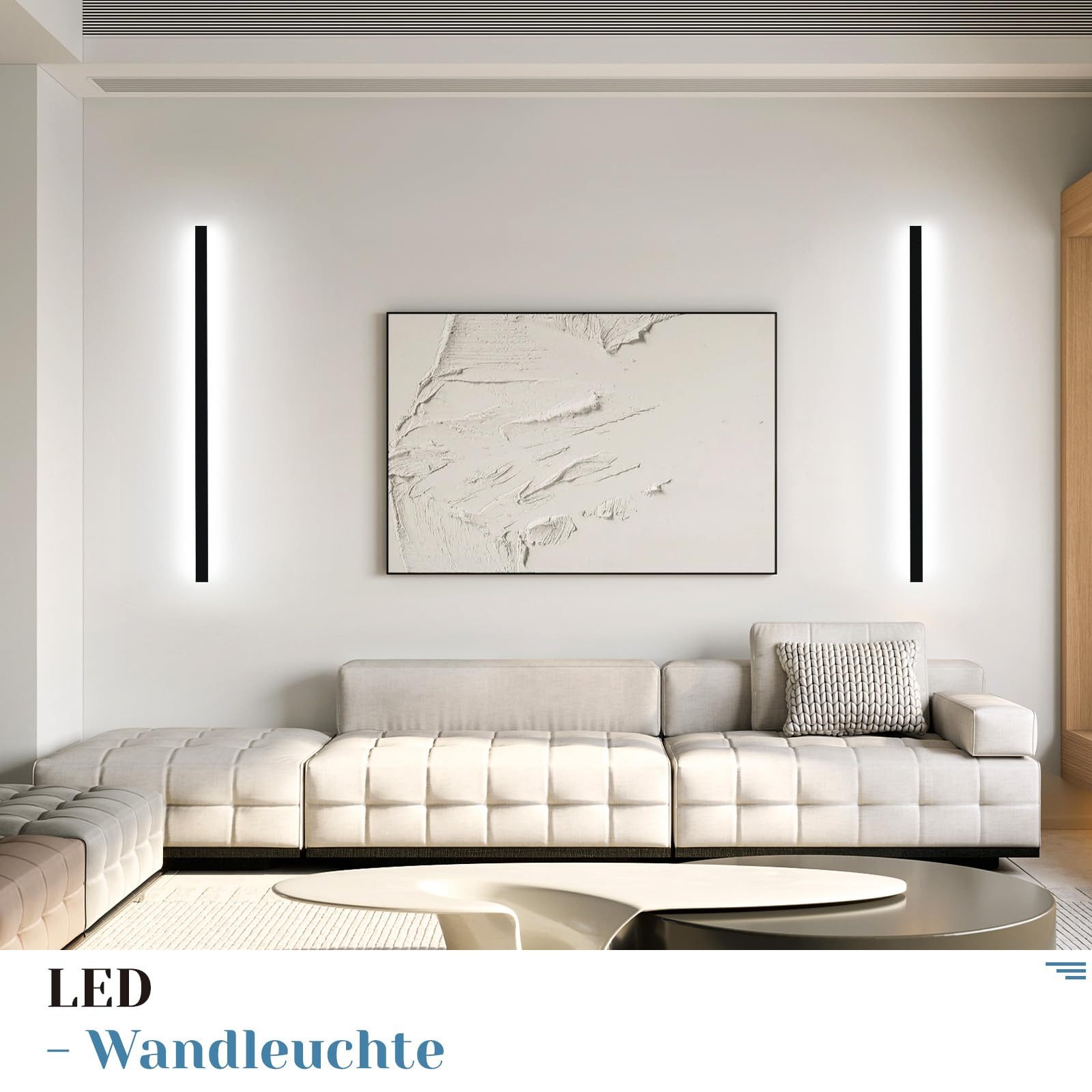 ZMH LED Wandleuchte Innen Wandlampe - 100CM Kaltweiß Schwarz Metall 32W Woh günstig online kaufen