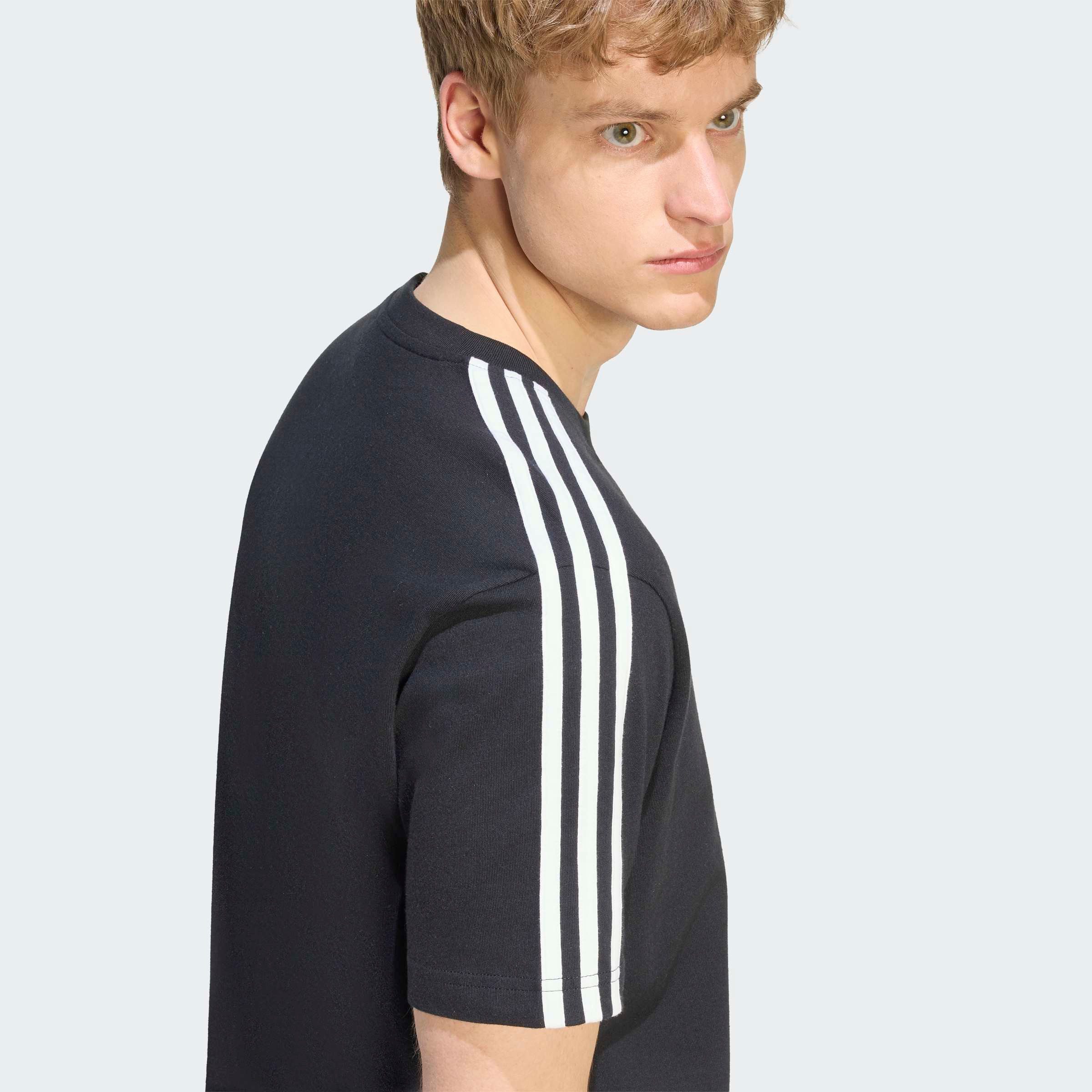 adidas Sportswear T-Shirt ESSENTIALS 3-STREIFEN, SINGLE JERSEY, BRANDING LINKE SCHULTER