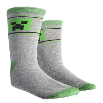 Minecraft Langsocken Minecraft Creeper Skelett Kinder Jungen lange Socken 6er Pack (6-Paar) Gr. 27 bis 38