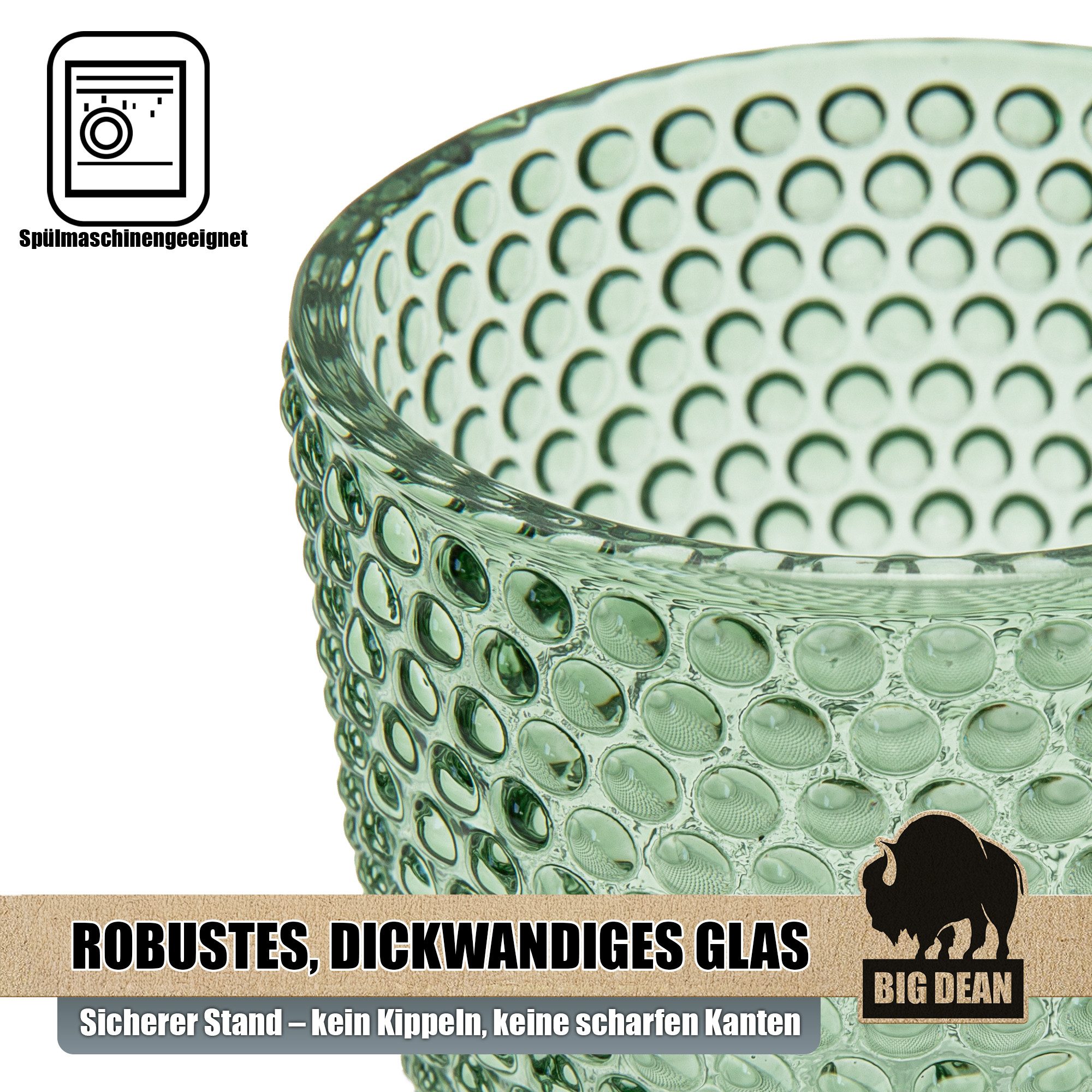 BigDean Teelichthalter Windlicht Glas grün Teelichthalter 4er Set Teelichthalter (Set, 4 St., Teelichtglas), Teelicht aus Glas mit dem gewissen Flair – Bild 4 von 5