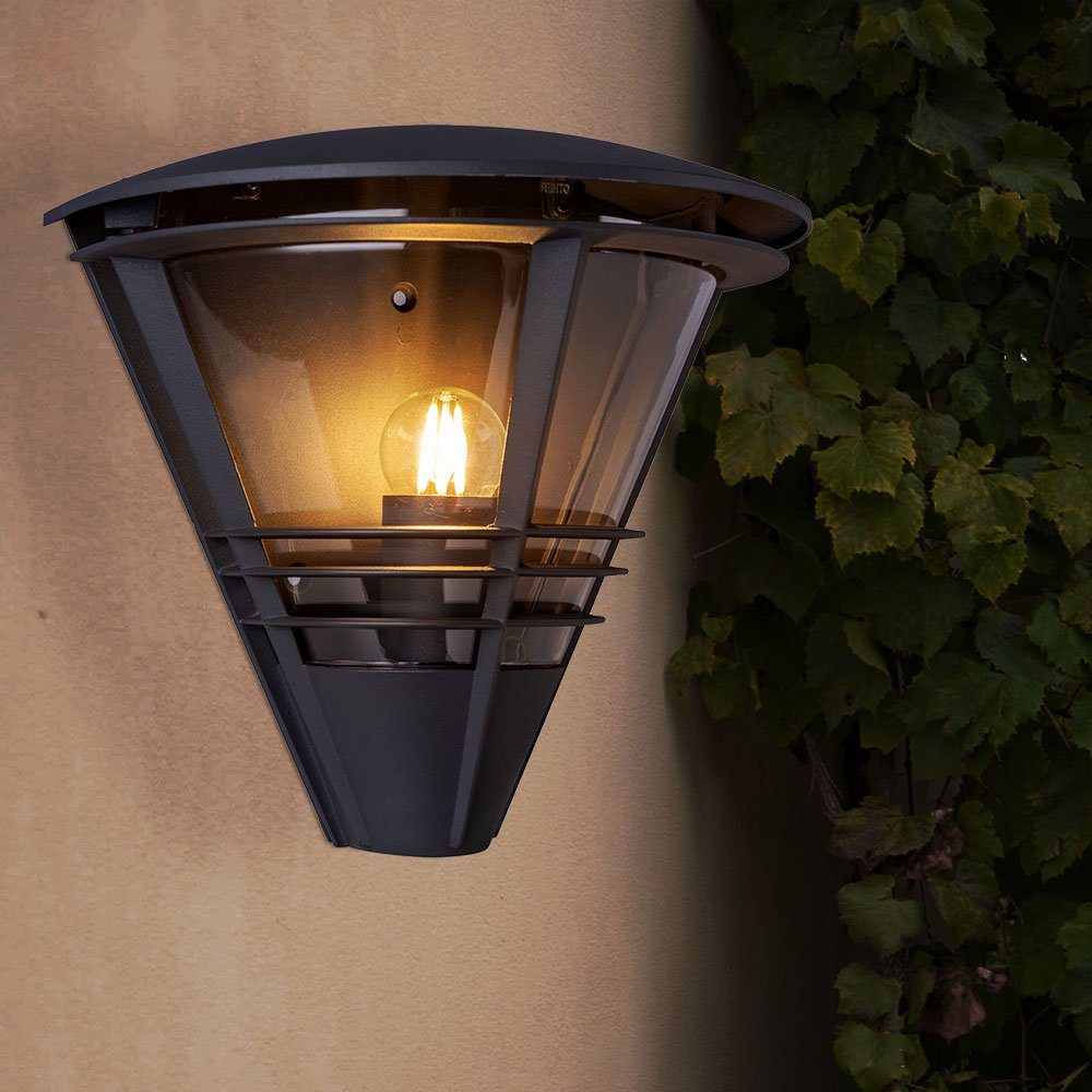 GLOBO LIGHTING Außen-Wandleuchte, Leuchtmittel nicht inklusive, Wandleuchte anthrazit Außenlampe Garten Fassadenleuchte, Aluminium