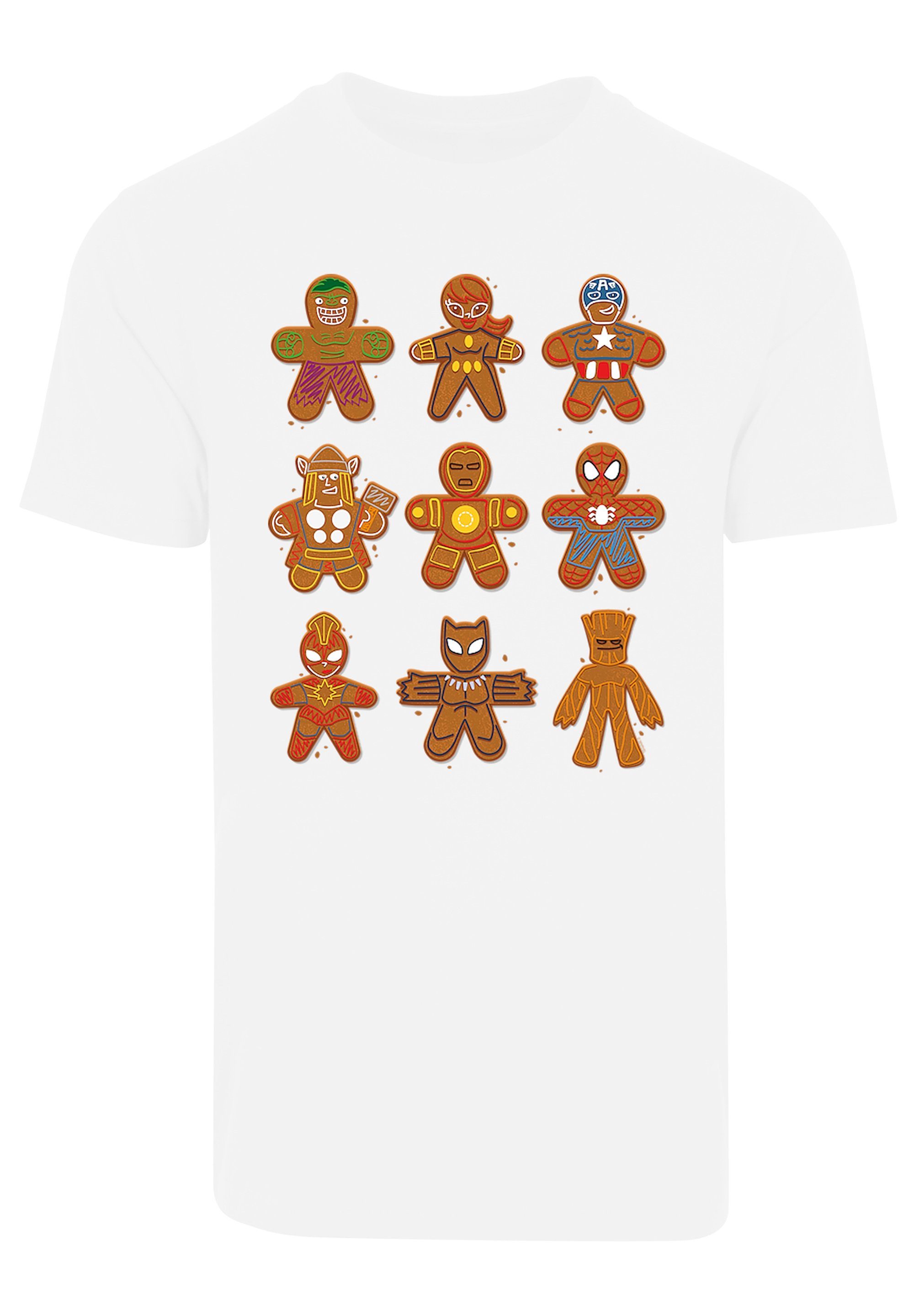 T-Shirt Marvel Print Universe F4NT4STIC Lebkuchen Christmas Avengers weiß