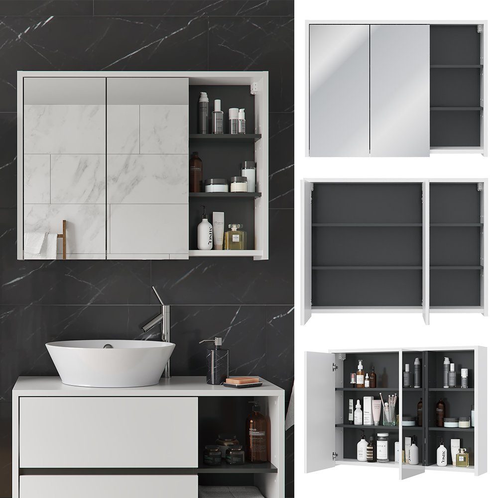 Vicco Badezimmerspiegelschrank Viola, Anthrazit/Weiß, 100 x günstig online kaufen