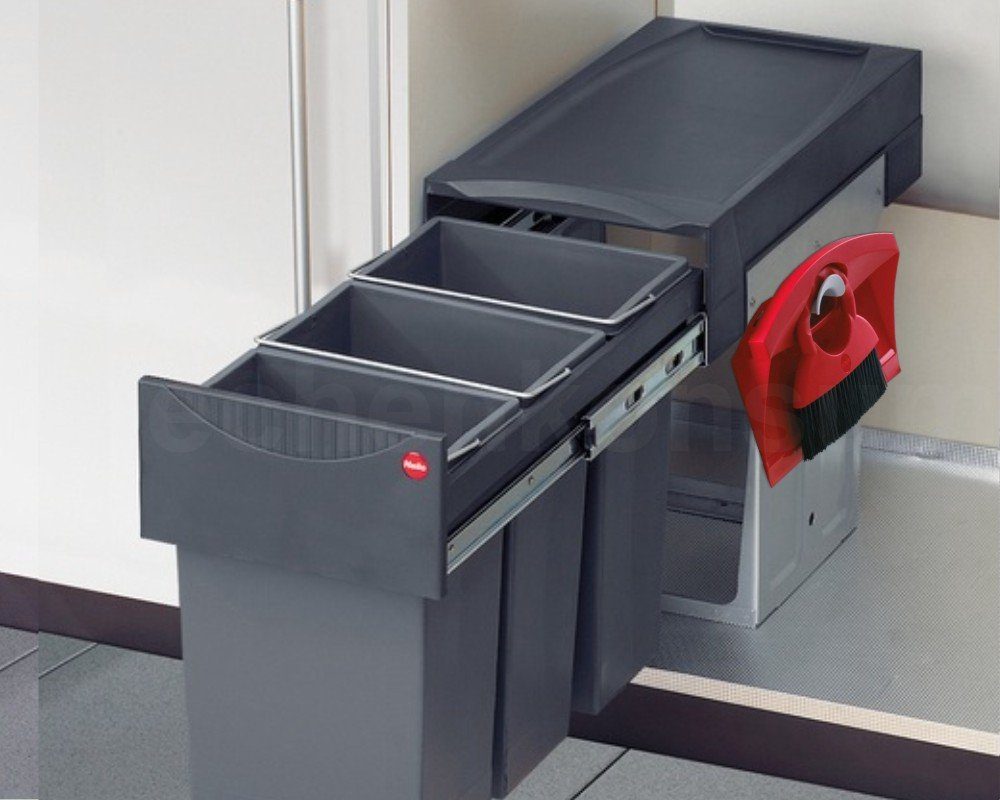 Hailo Einbaumülleimer Hailo Abfallsammler 3666133 TZ Swing Terzett 3x 10 Liter mit Kehrset, Hailo Abfallsammler 3666731 TZ Swing Terzett 3x 10 Liter mit Kehrset